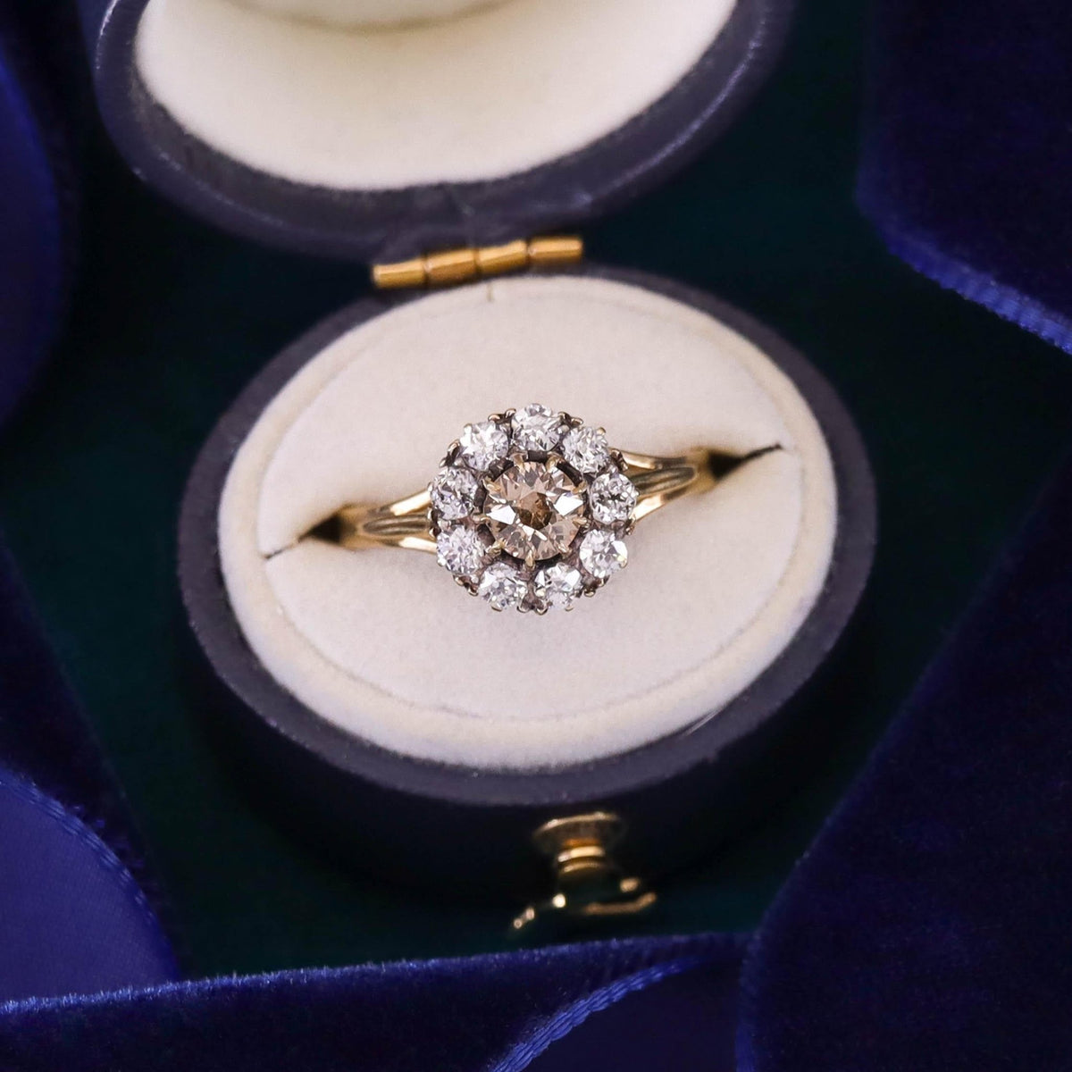 Antique Diamond Cluster Ring of 18k Gold - Trademark Antiques