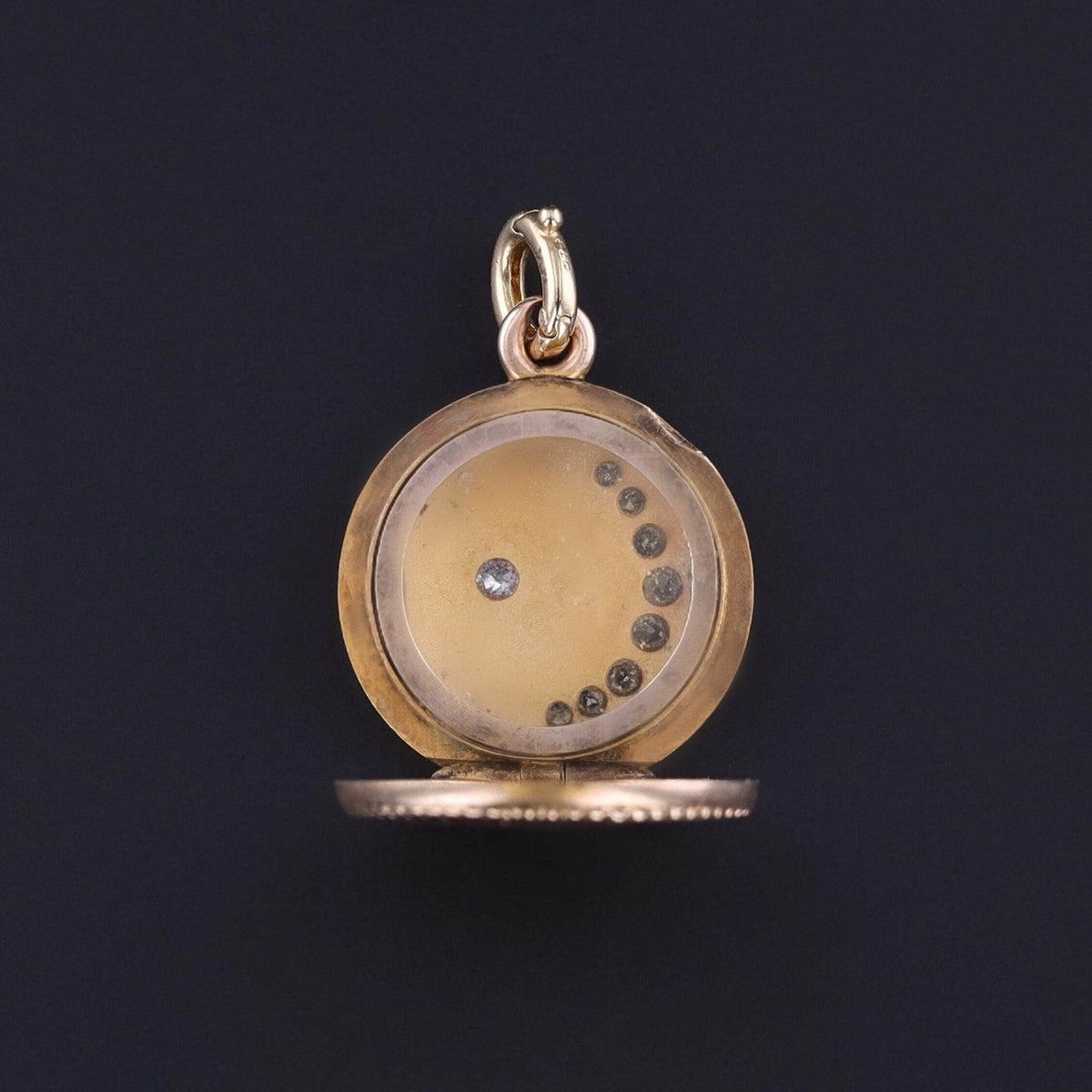 Antique Diamond Crescent Locket of 10k Gold - Trademark Antiques
