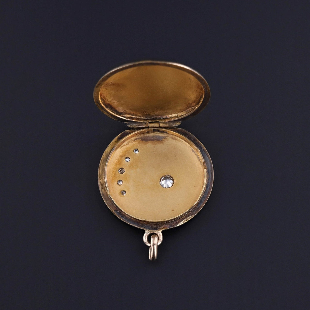 Antique Diamond Crescent Locket of 9ct Gold - Trademark Antiques