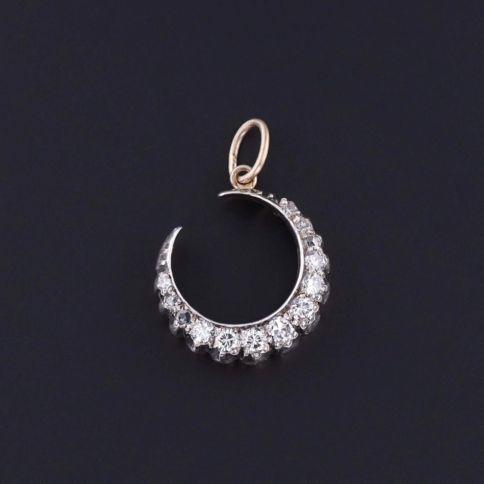 Antique Diamond Crescent Moon Charm - Trademark Antiques