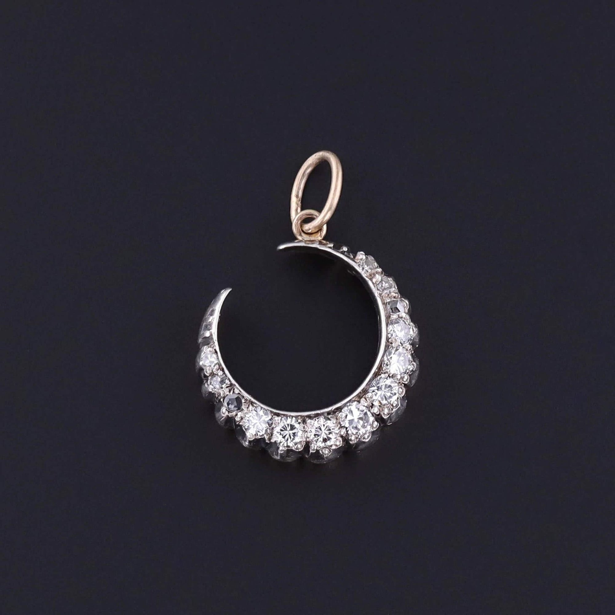 Antique Diamond Crescent Moon Charm - Trademark Antiques