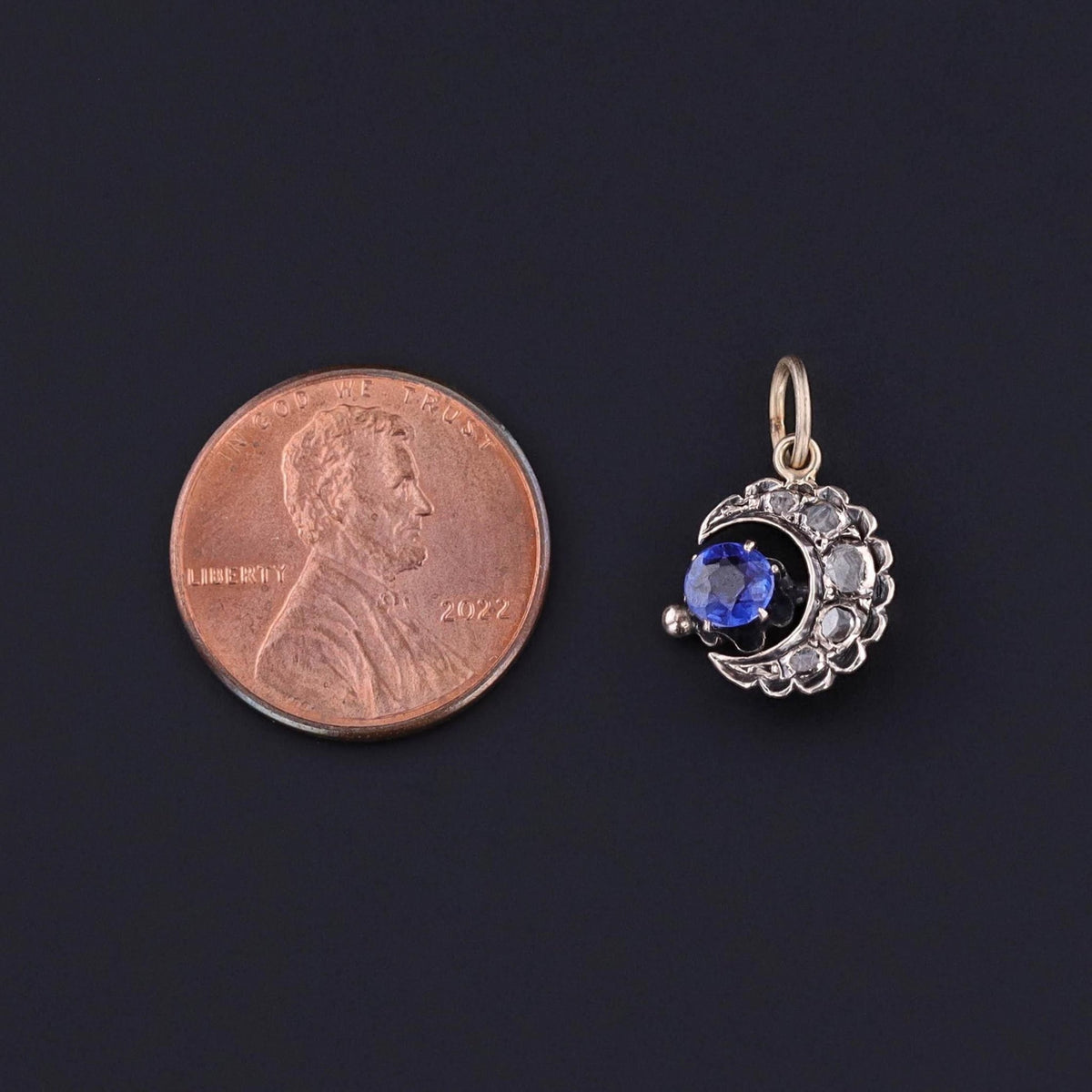 Antique Diamond Crescent Moon Charm - Trademark Antiques