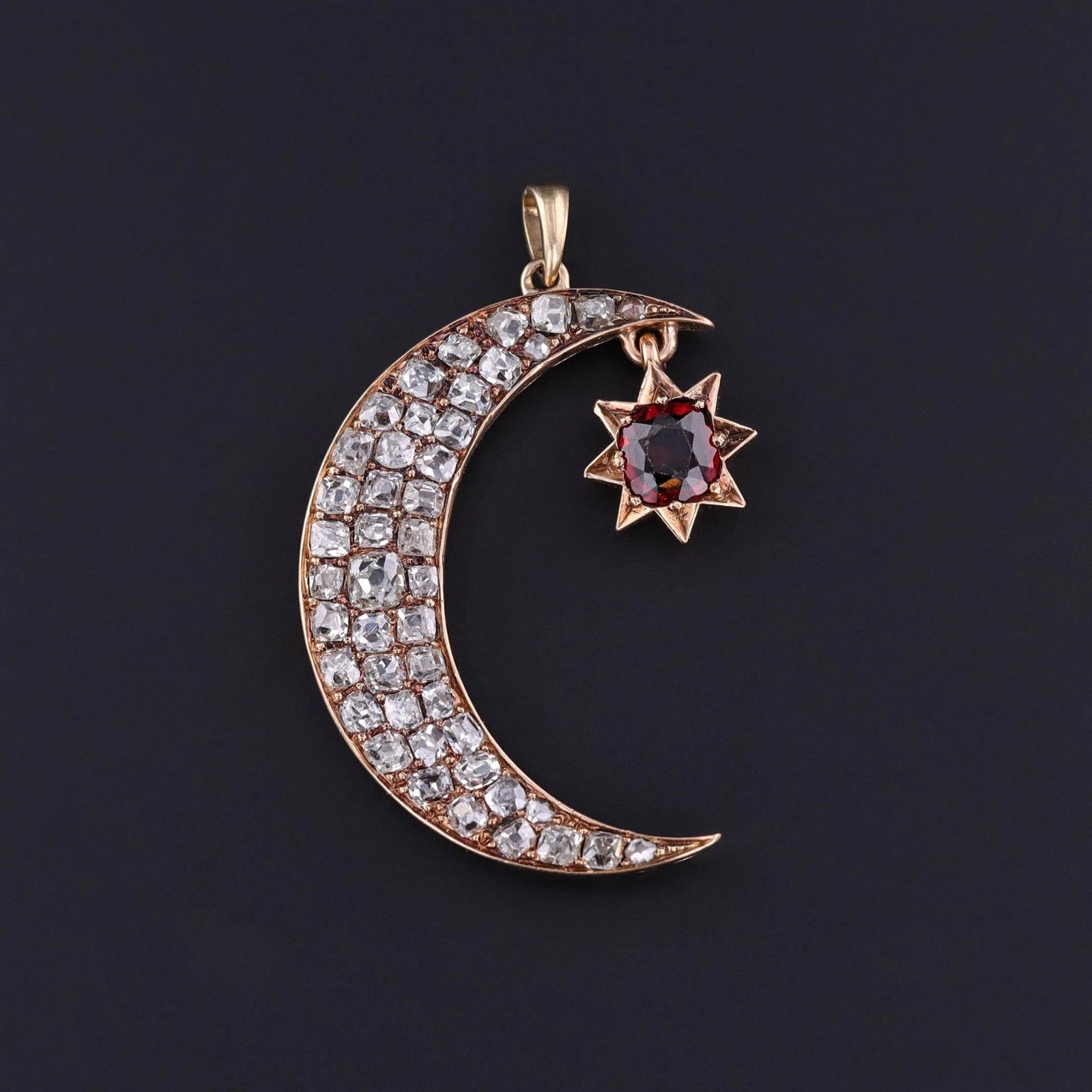 Antique Diamond Crescent Moon Pendant - Trademark Antiques