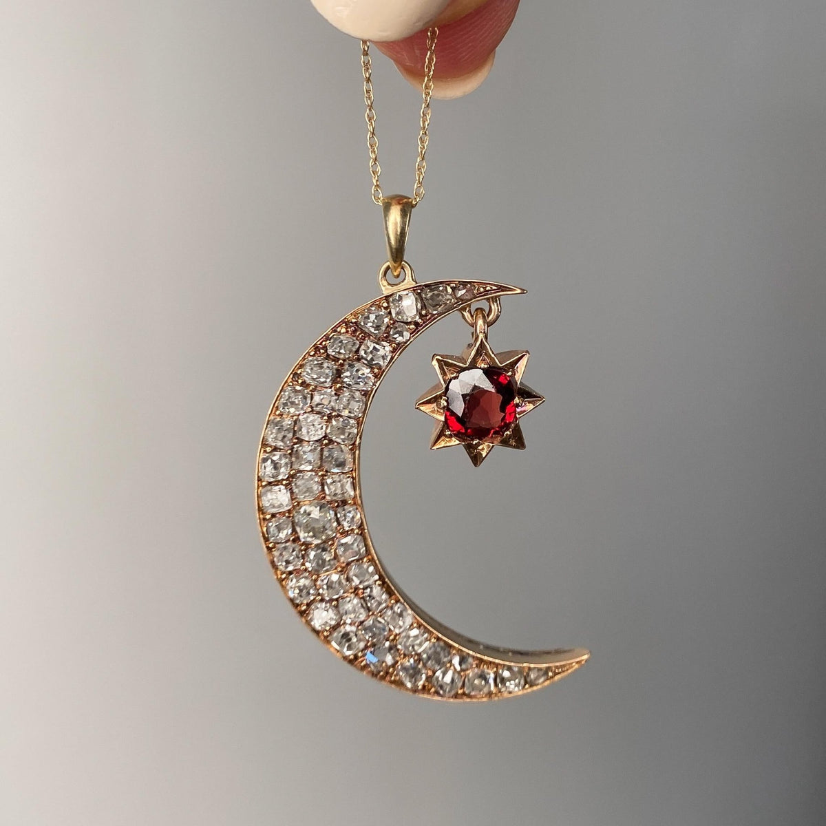Antique Diamond Crescent Moon Pendant - Trademark Antiques