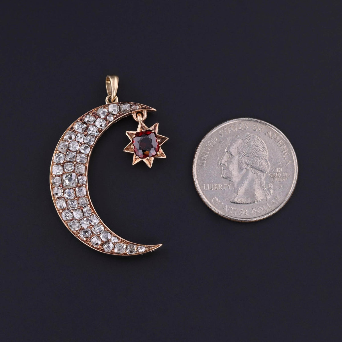 Antique Diamond Crescent Moon Pendant - Trademark Antiques