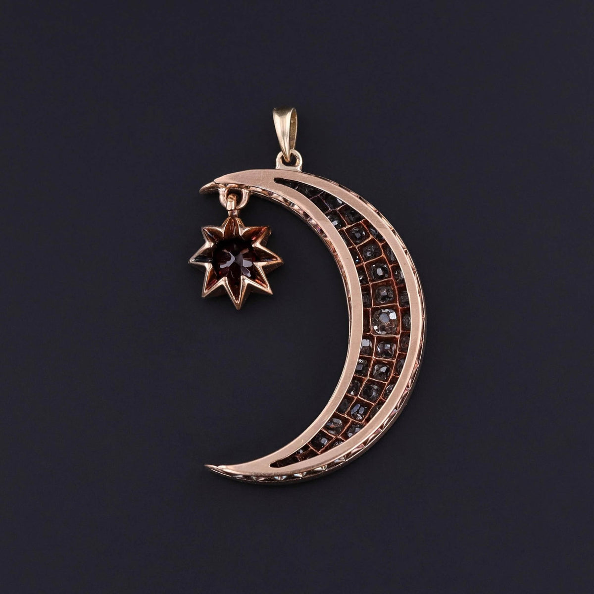 Antique Diamond Crescent Moon Pendant - Trademark Antiques