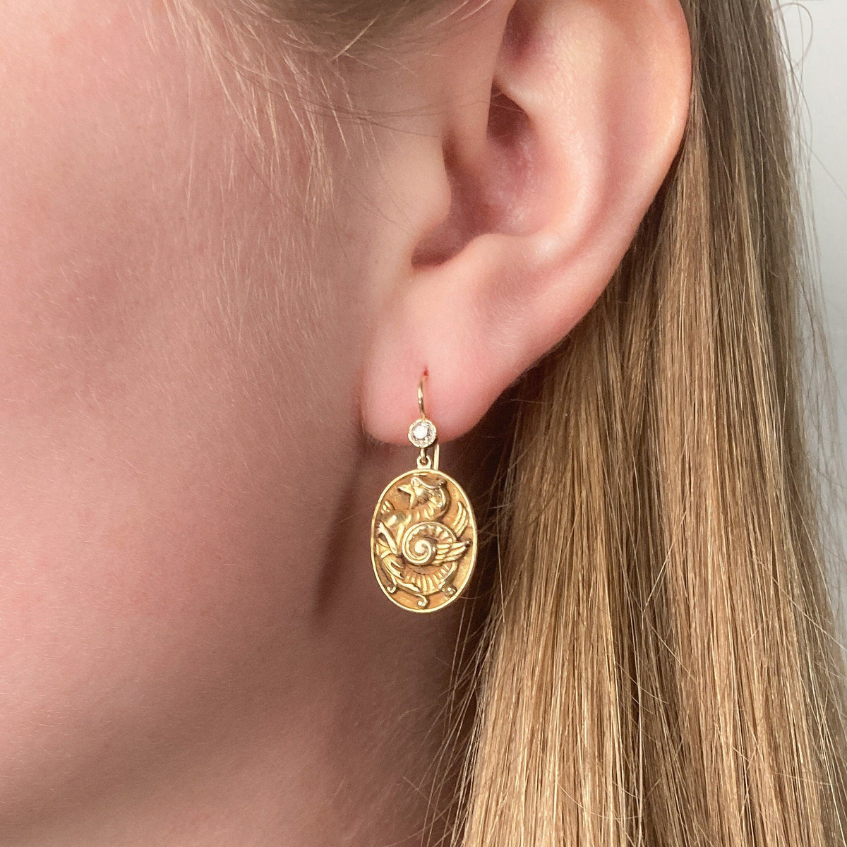 Antique Diamond Dragon Earrings - Trademark Antiques