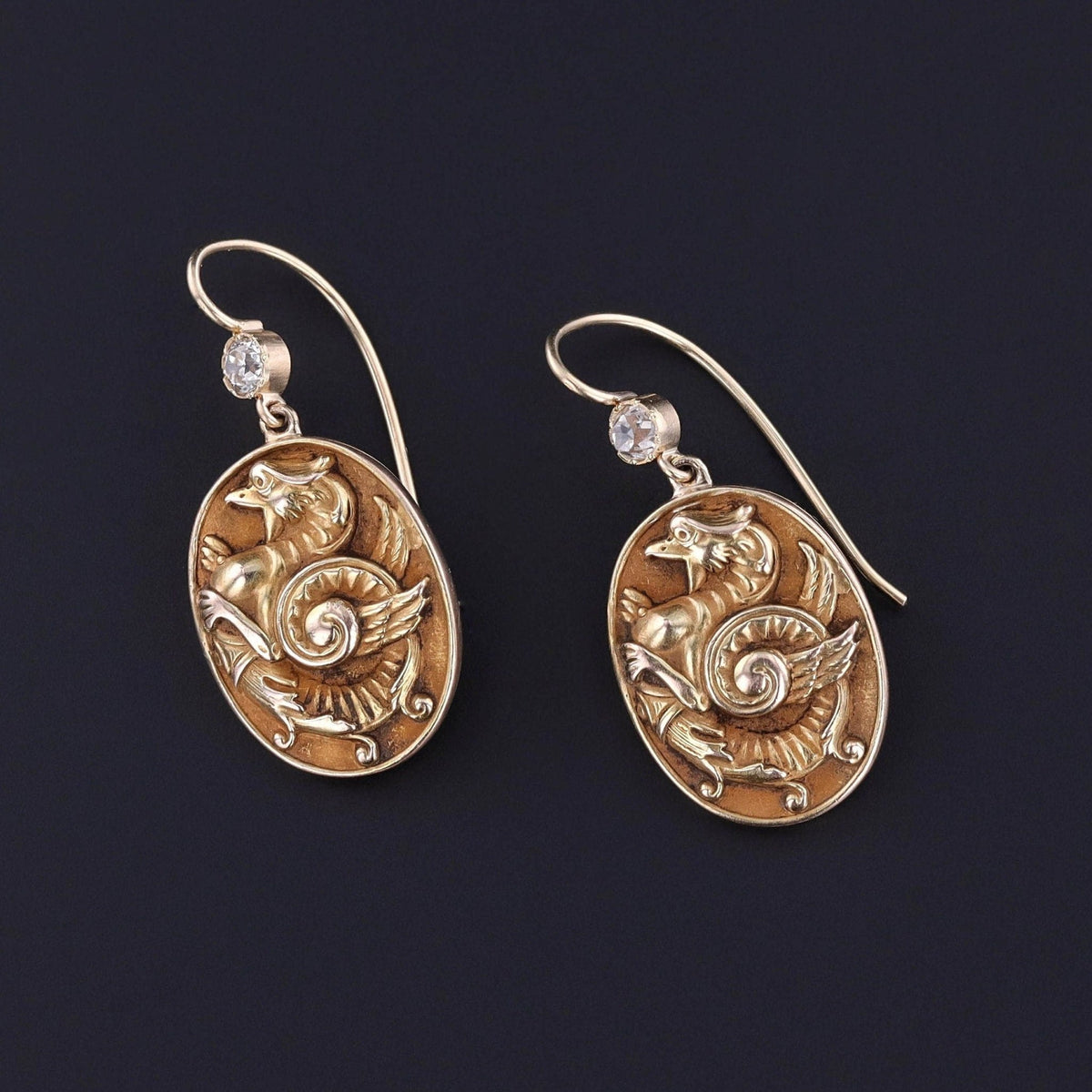 Antique Diamond Dragon Earrings - Trademark Antiques