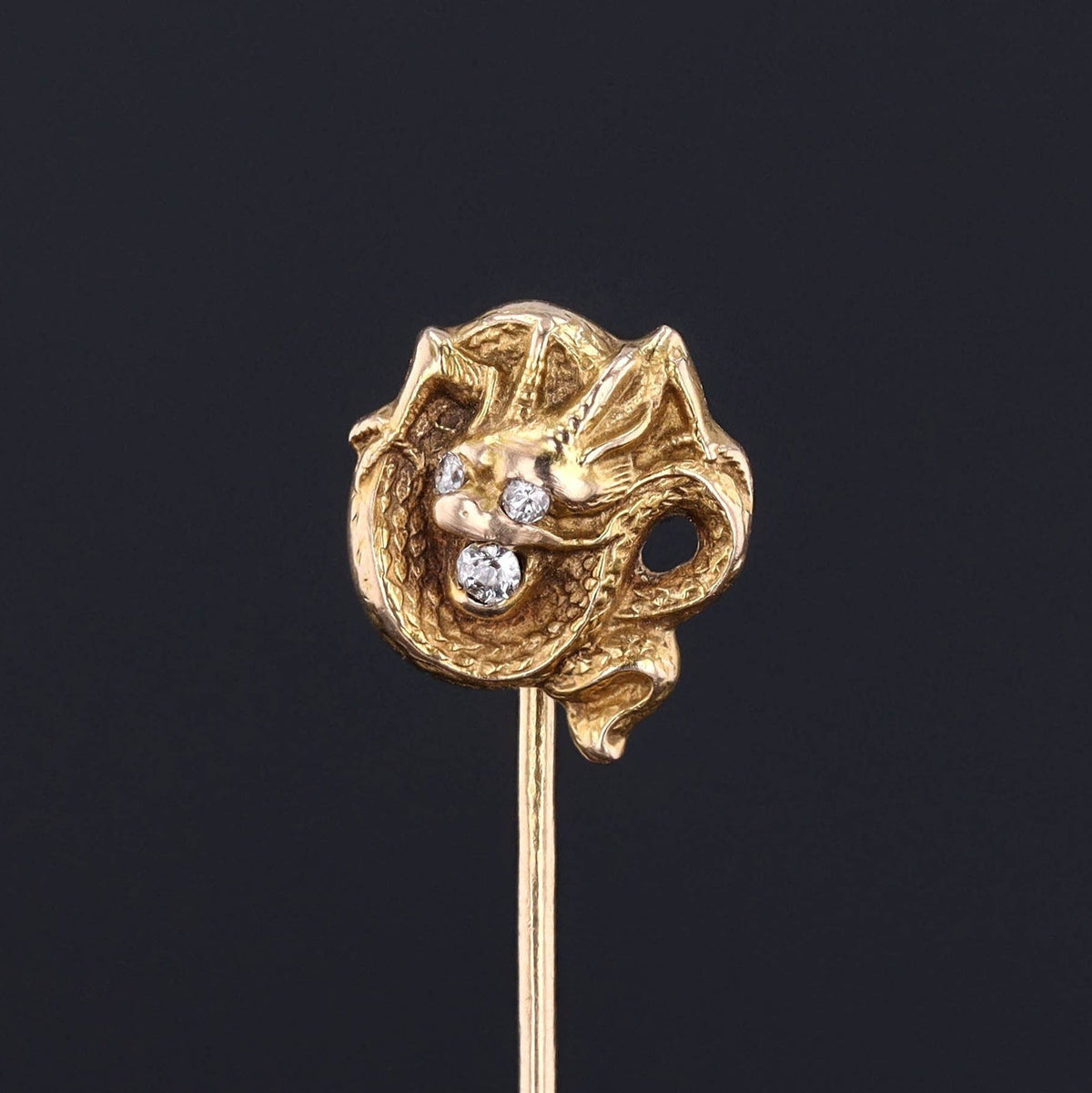 Antique Diamond Dragon Stickpin of 14k Gold - Trademark Antiques
