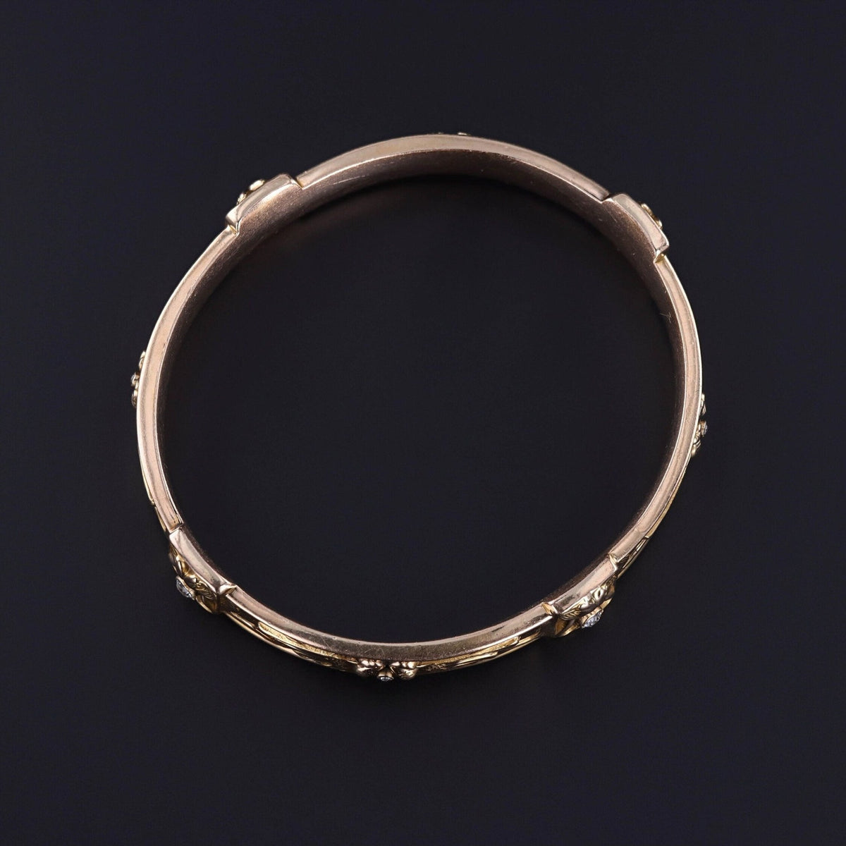 Antique Diamond Egyptian Revival Bangle of 14k Gold - Trademark Antiques
