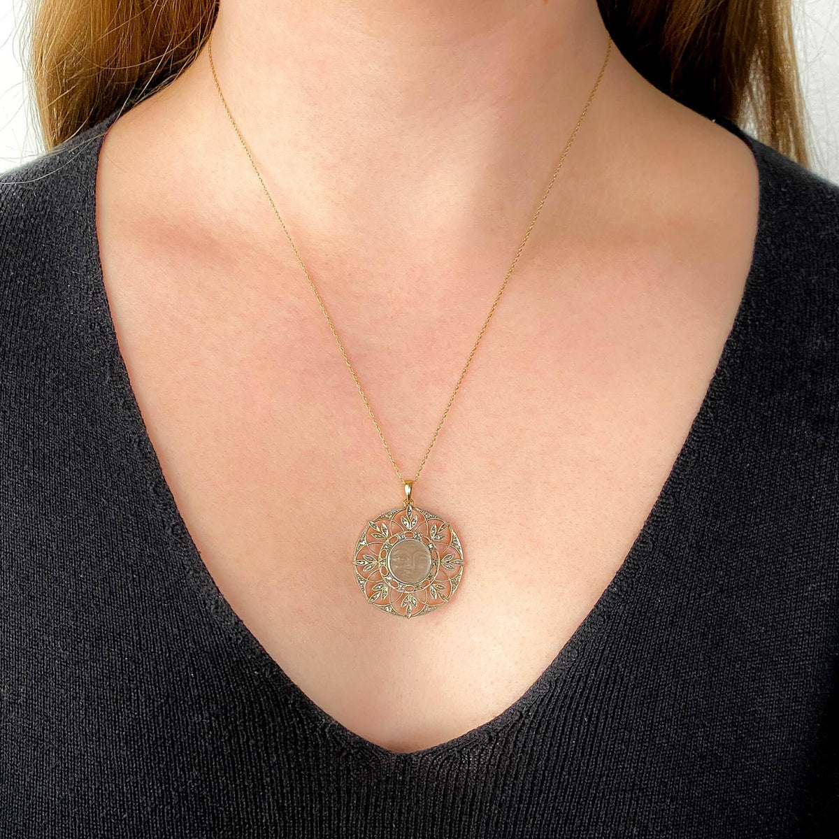 Antique Diamond Face Pendant of Platinum and Gold - Trademark Antiques