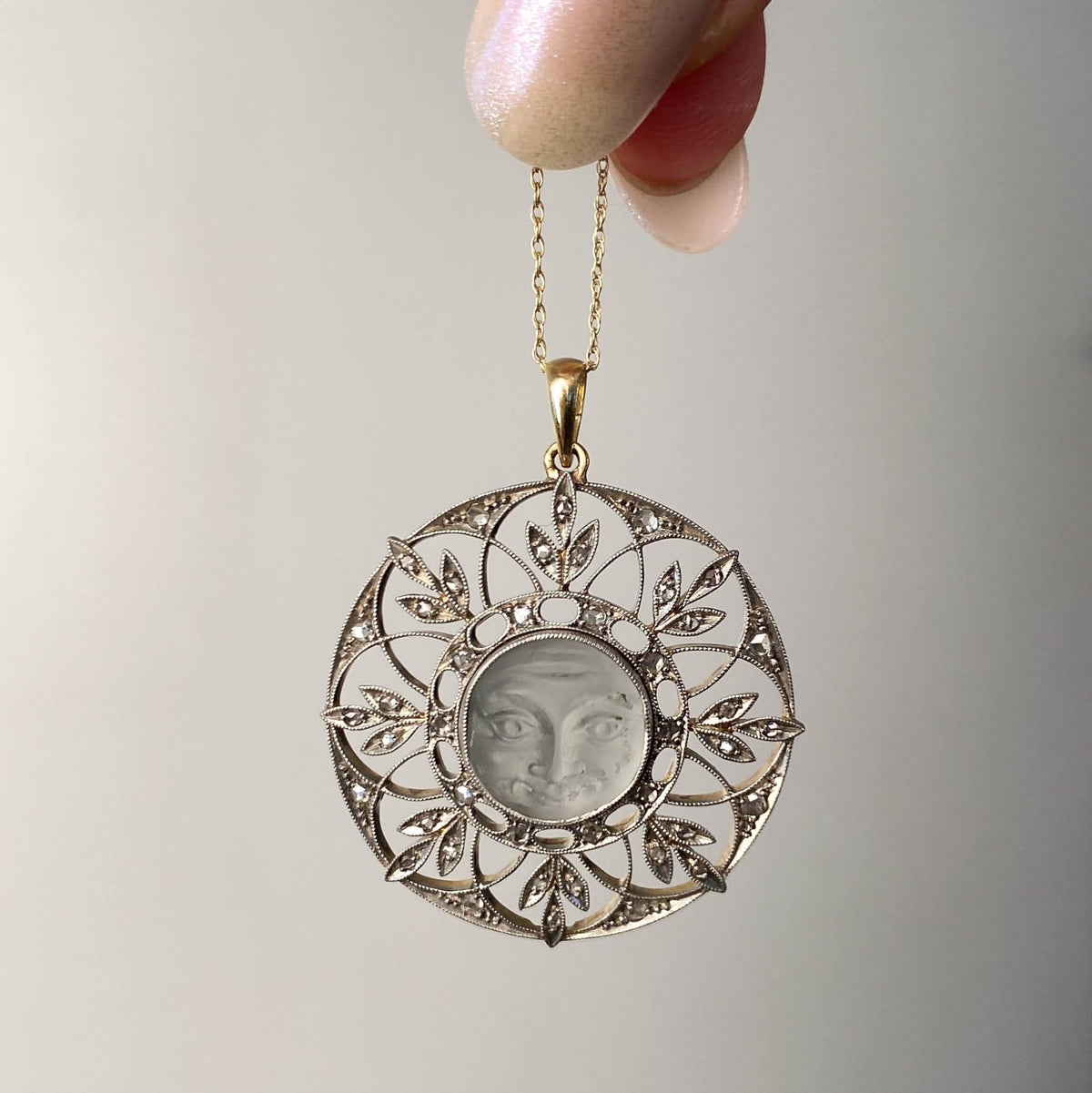 Antique Diamond Face Pendant of Platinum and Gold - Trademark Antiques