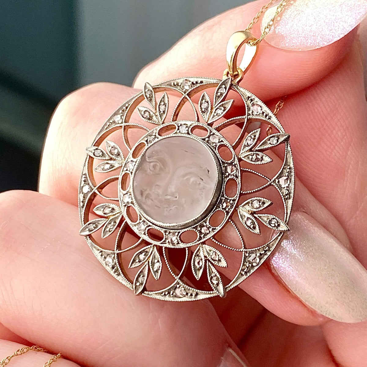 Antique Diamond Face Pendant of Platinum and Gold - Trademark Antiques