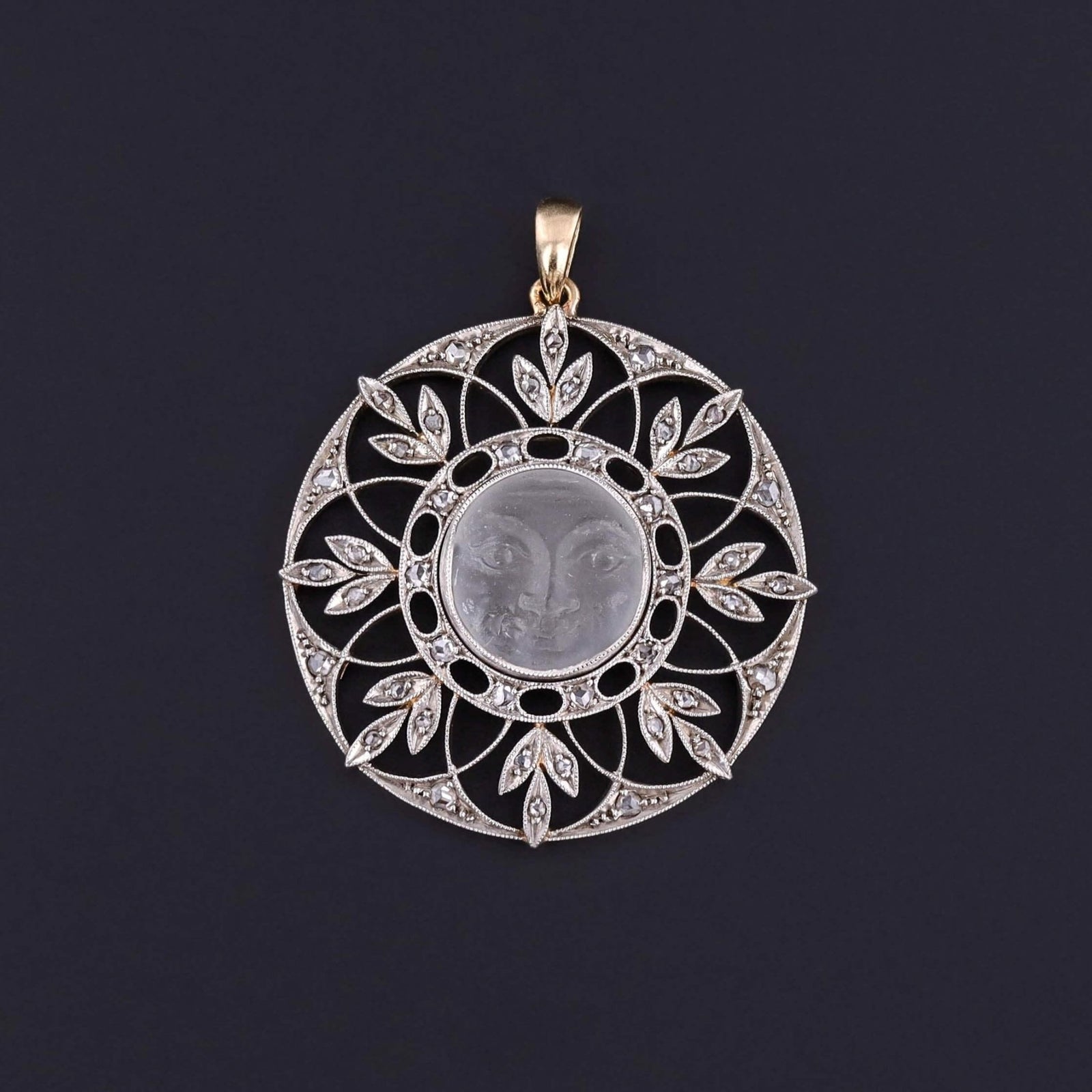 Antique Diamond Face Pendant of Platinum and Gold - Trademark Antiques