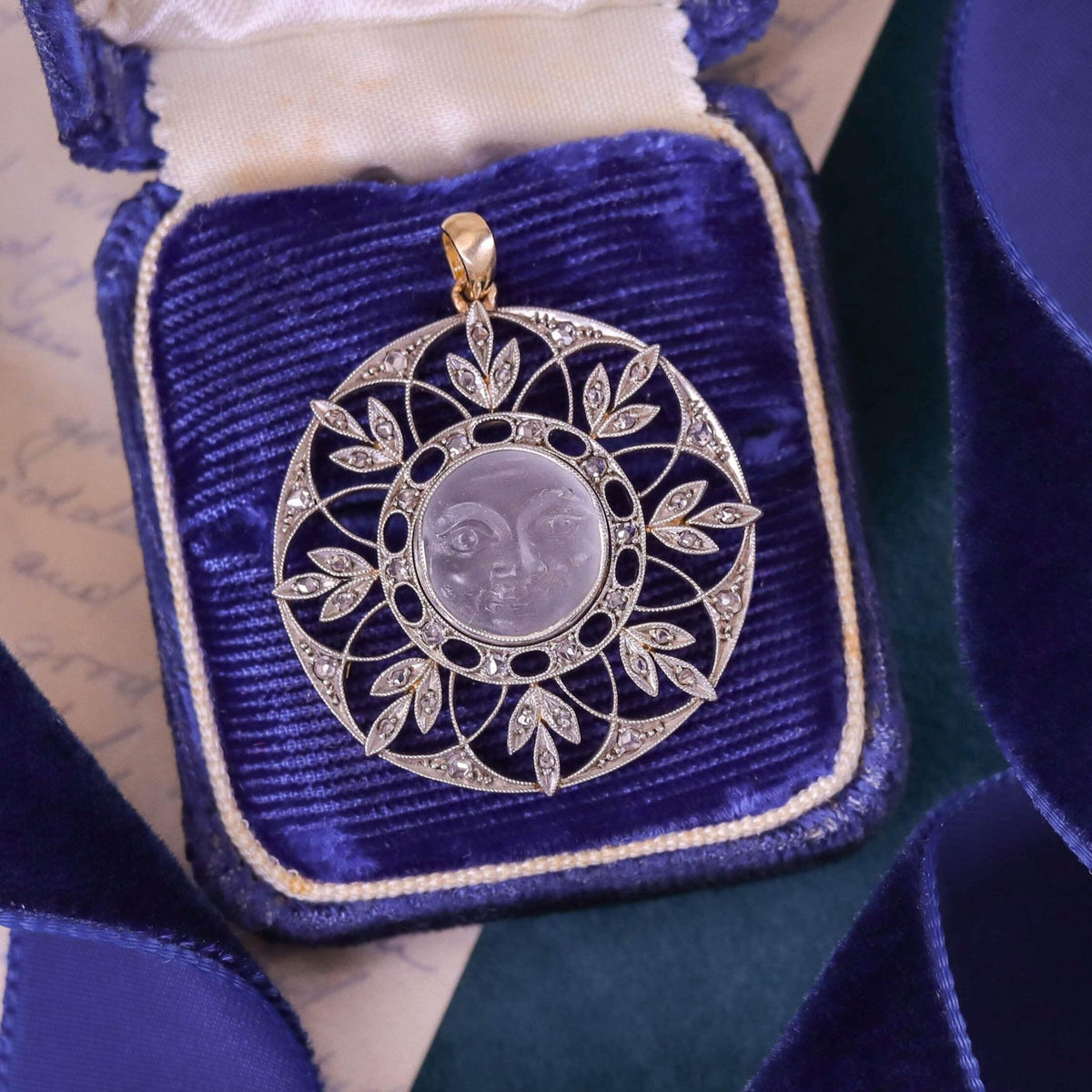 Antique Diamond Face Pendant of Platinum and Gold - Trademark Antiques