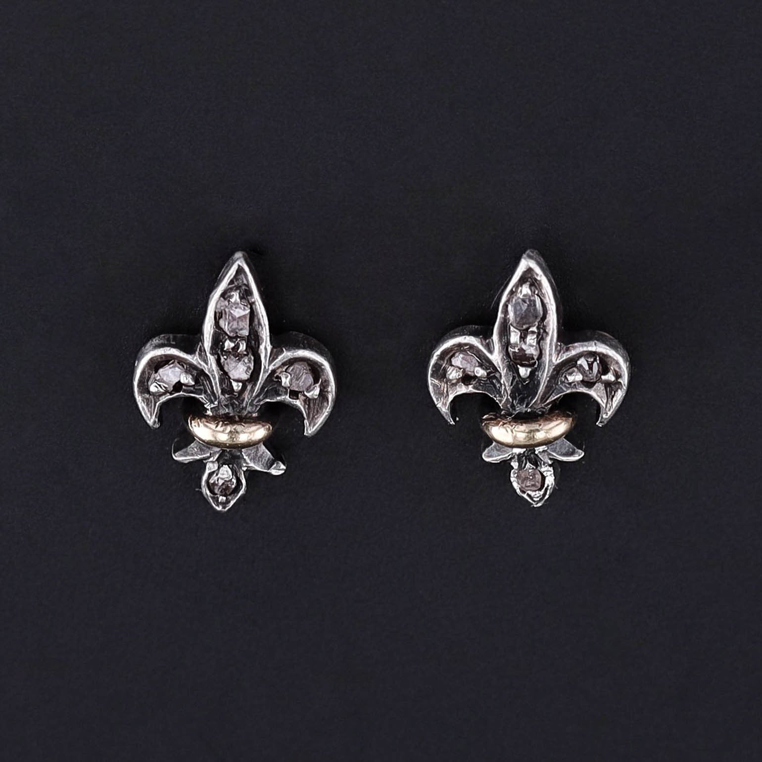 Antique Diamond Fleur de Lis Earrings - Trademark Antiques