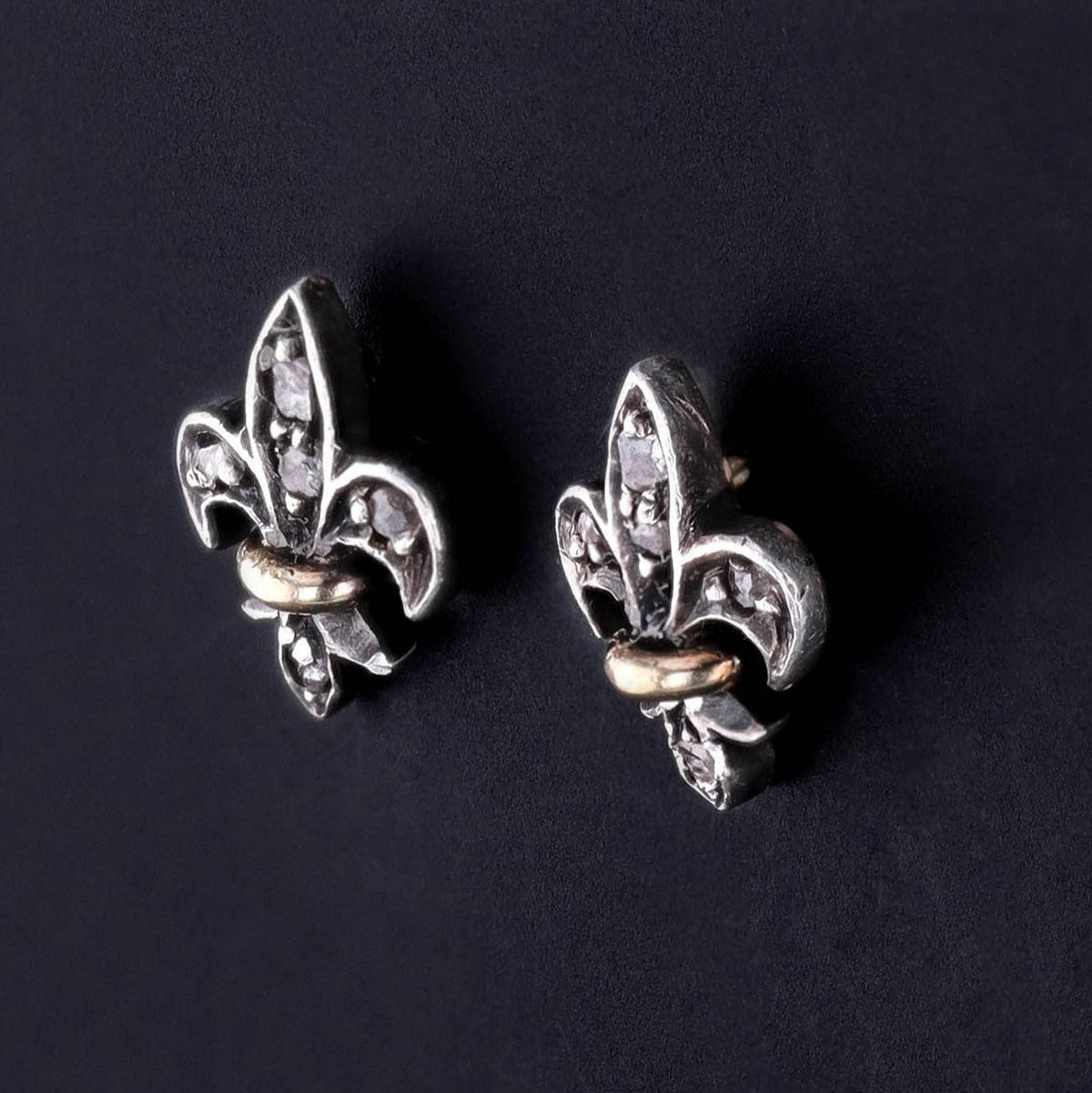 Antique Diamond Fleur de Lis Earrings - Trademark Antiques