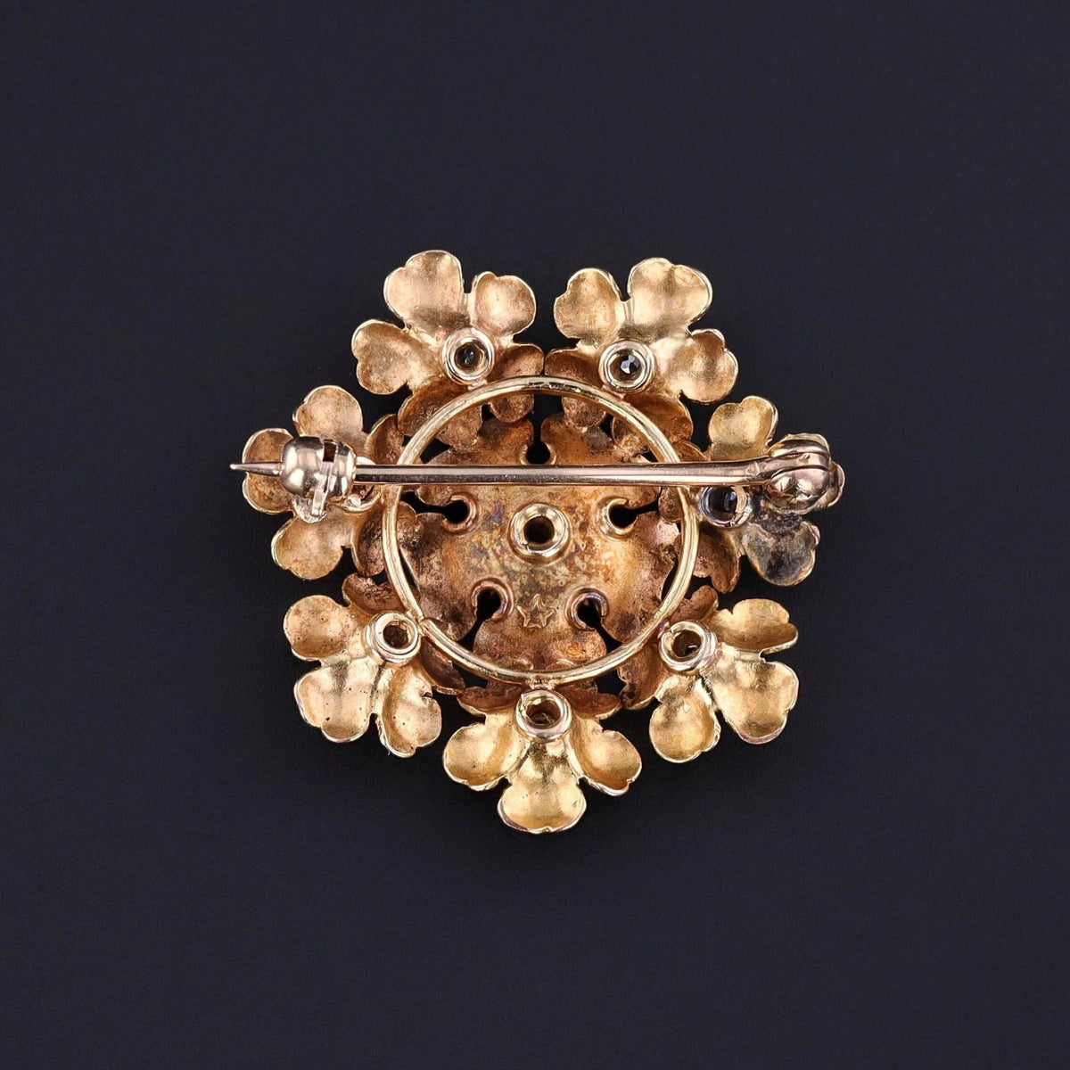 Antique Diamond Flower Brooch of 14k Gold - Trademark Antiques