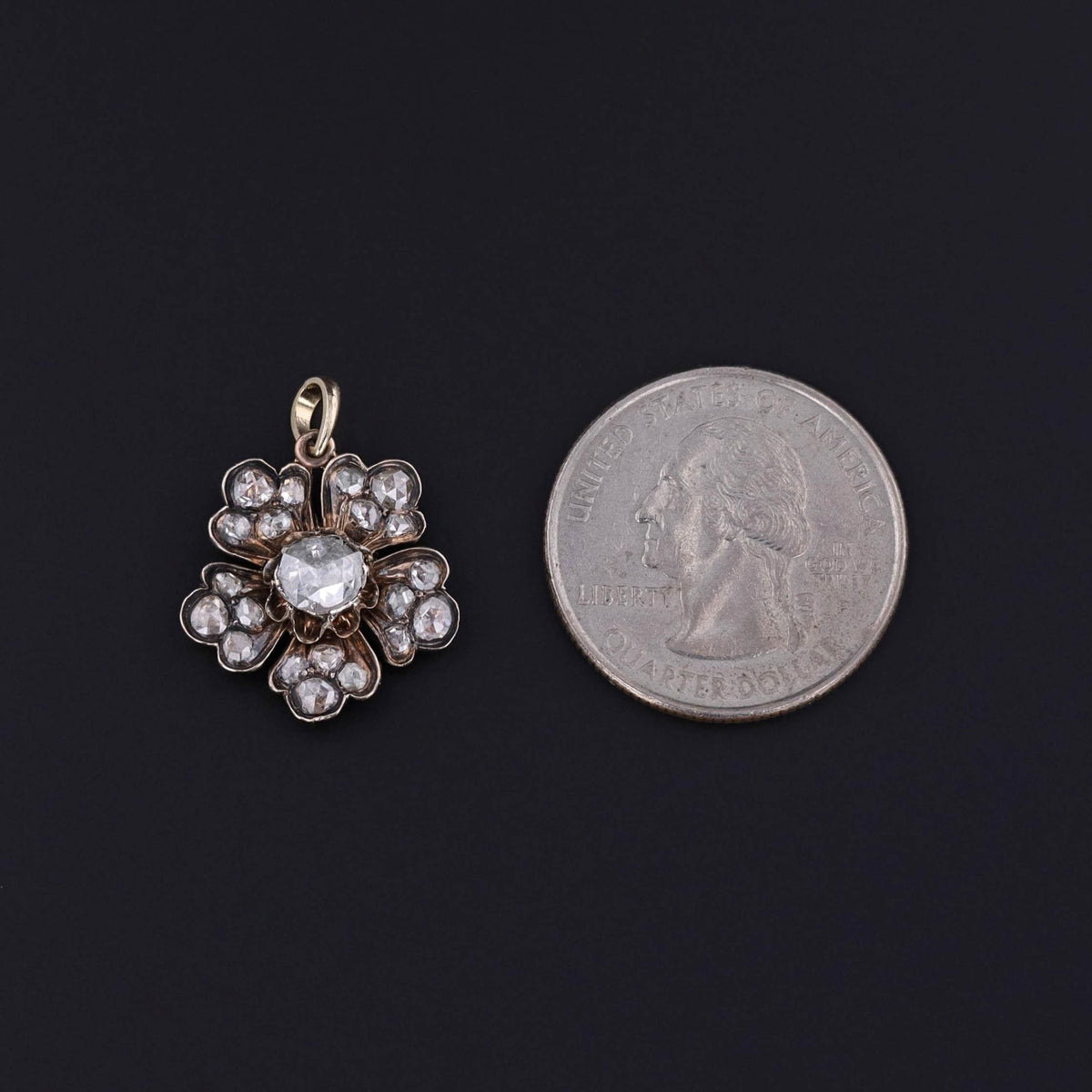 Antique Diamond Flower Charm of 9ct Gold - Trademark Antiques