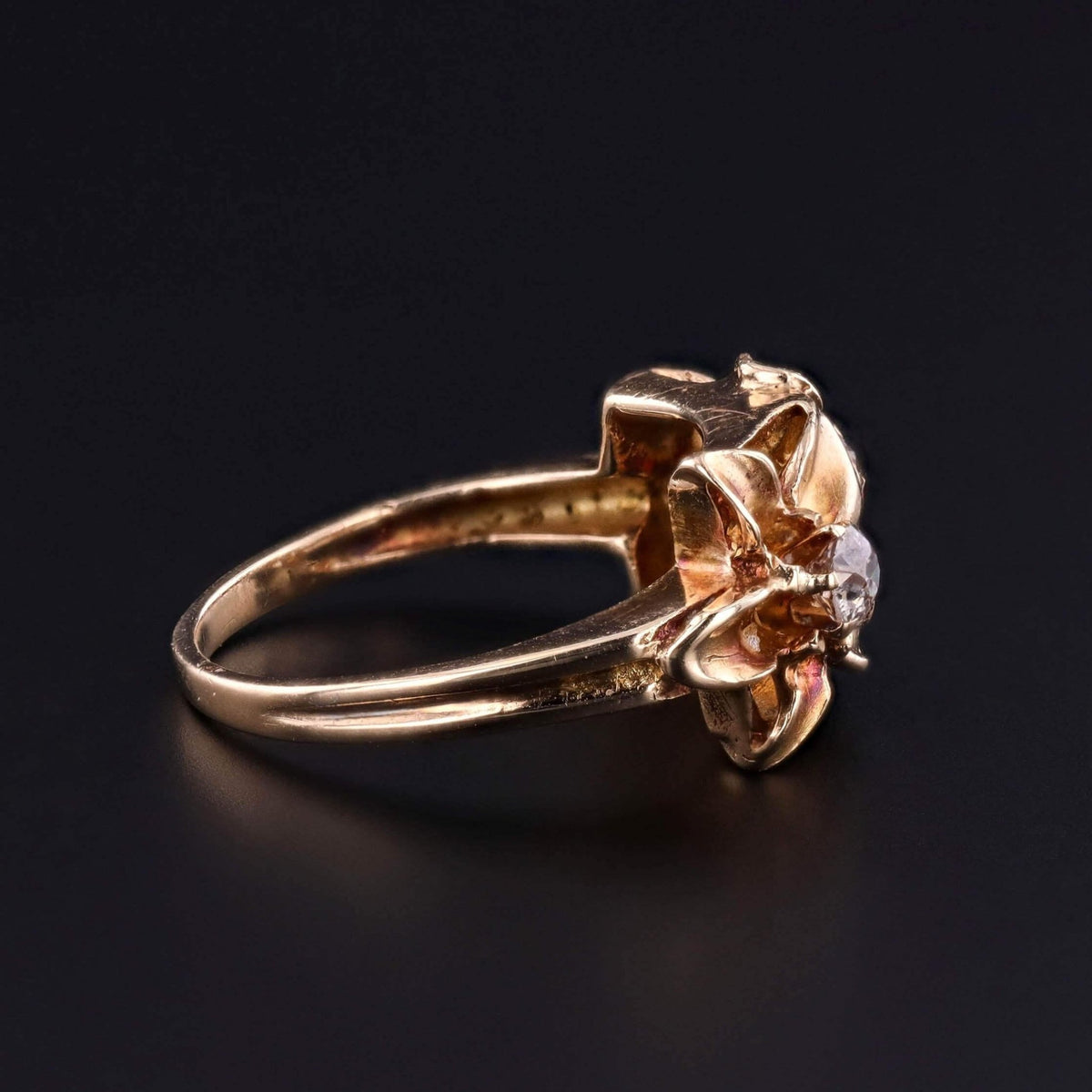 Antique Diamond Flower Ring of 14k Gold - Trademark Antiques