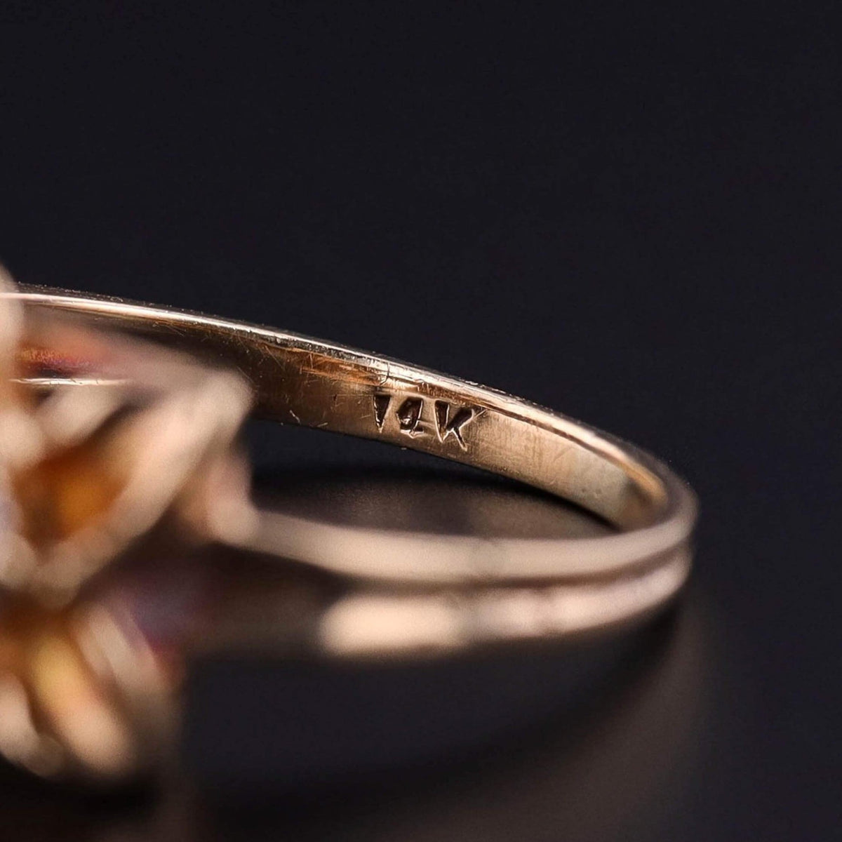 Antique Diamond Flower Ring of 14k Gold - Trademark Antiques