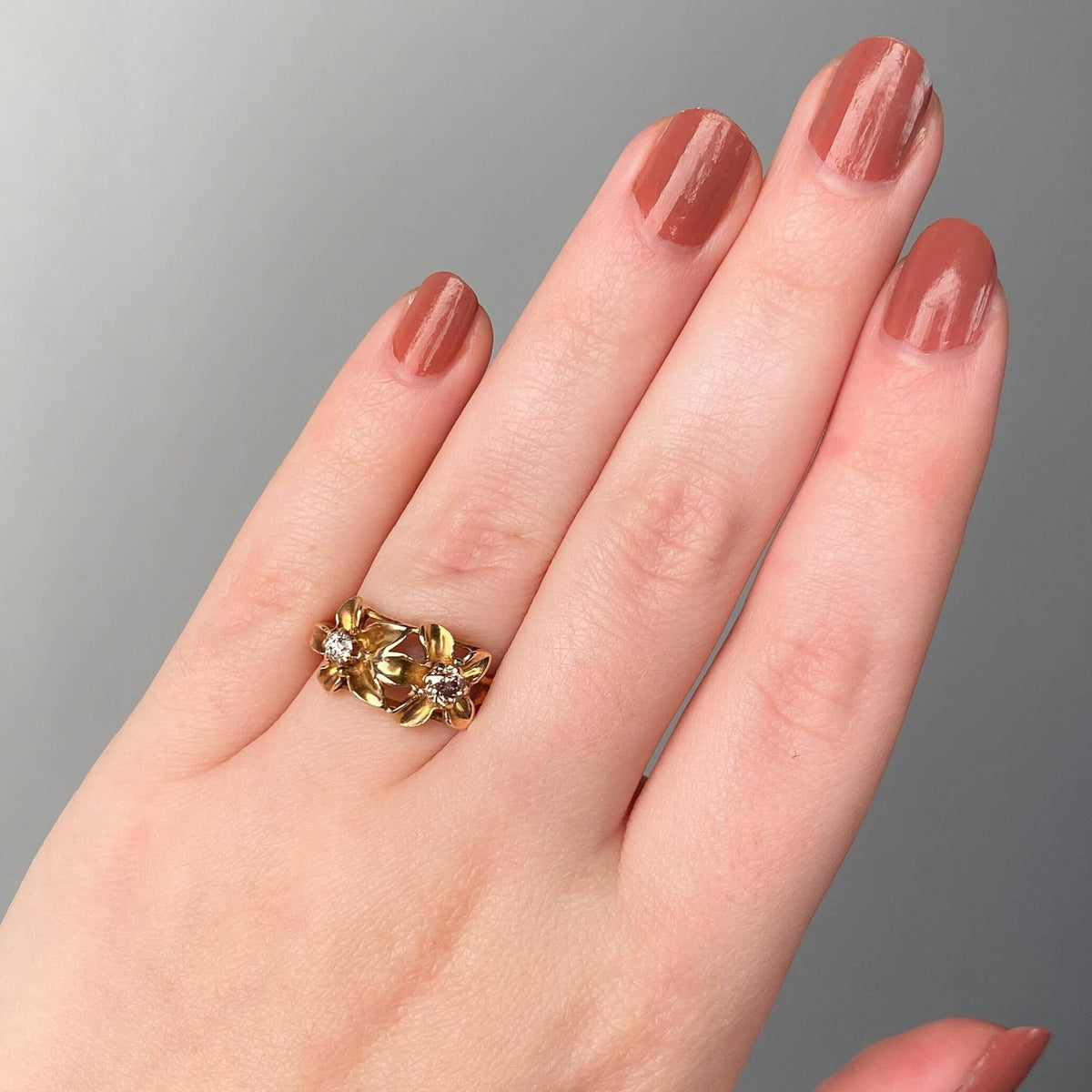 Antique Diamond Flower Ring of 14k Gold - Trademark Antiques