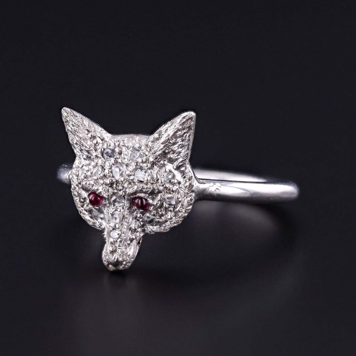 Antique Diamond Fox Ring of Platinum - Trademark Antiques