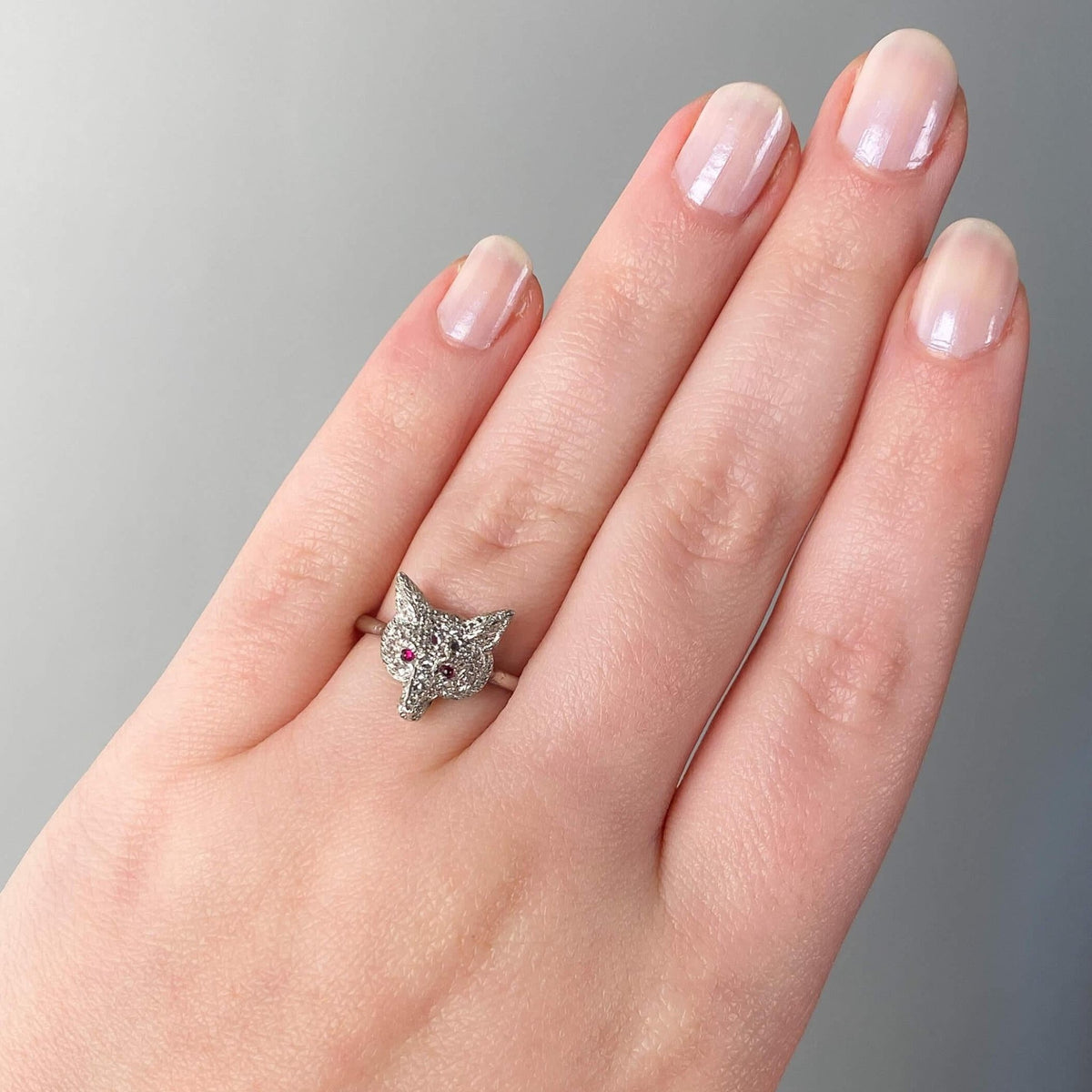Antique Diamond Fox Ring of Platinum - Trademark Antiques