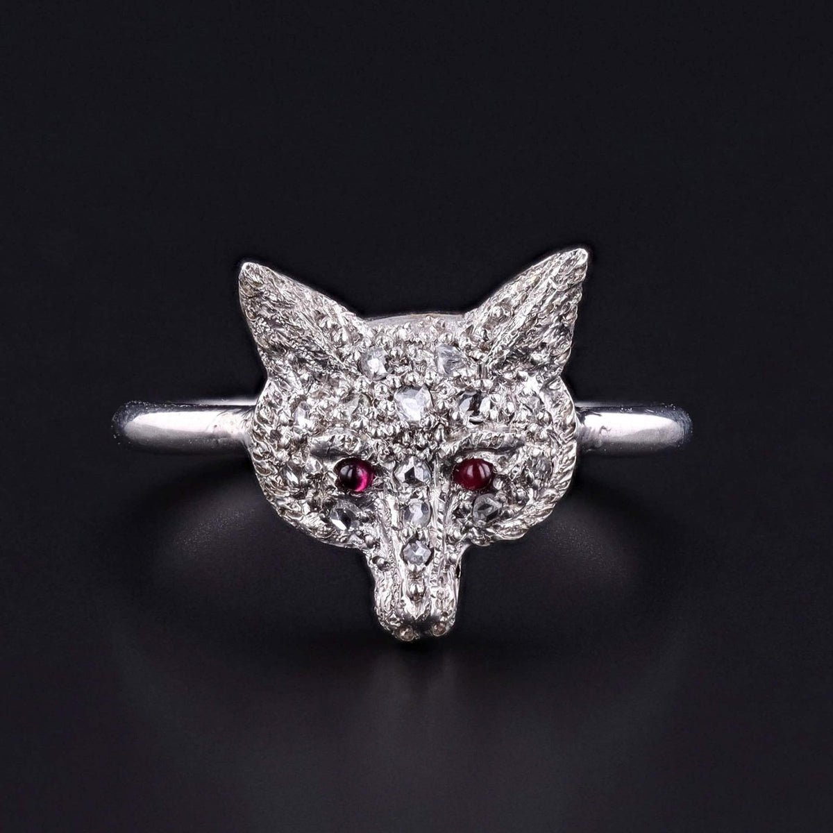 Antique Diamond Fox Ring of Platinum - Trademark Antiques