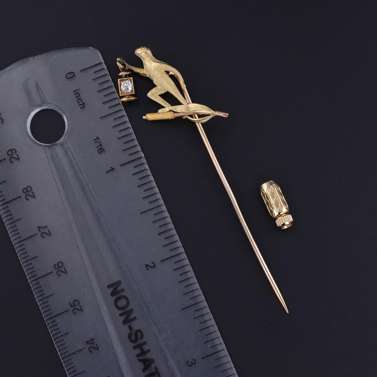 Antique Diamond Frog Stickpin of 14k Gold - Trademark Antiques