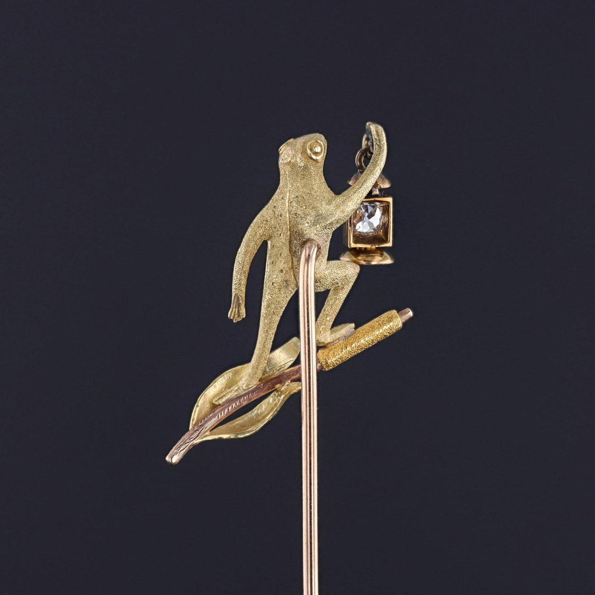 Antique Diamond Frog Stickpin of 14k Gold - Trademark Antiques