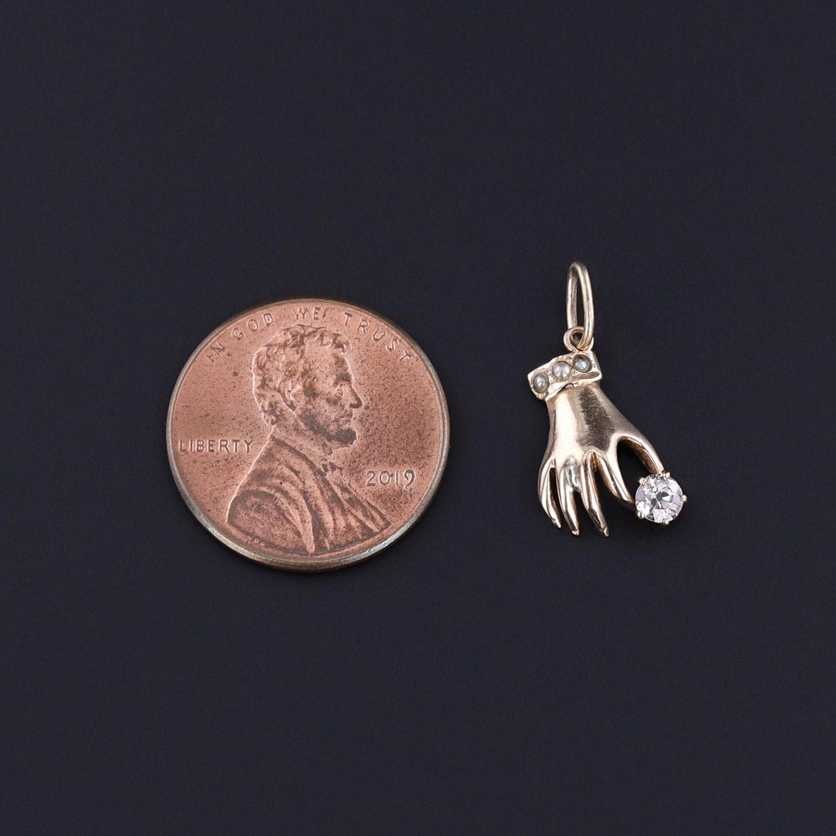 Antique Diamond Hand Charm of 10k Gold - Trademark Antiques