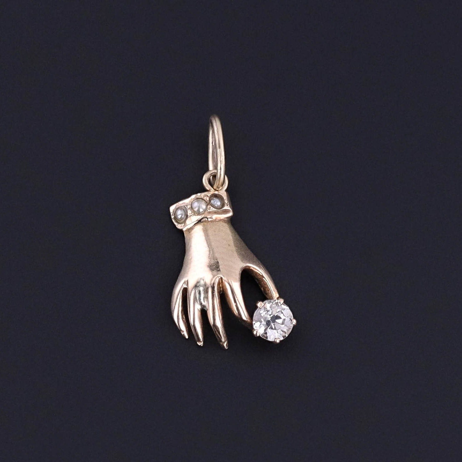 Antique Diamond Hand Charm of 10k Gold - Trademark Antiques