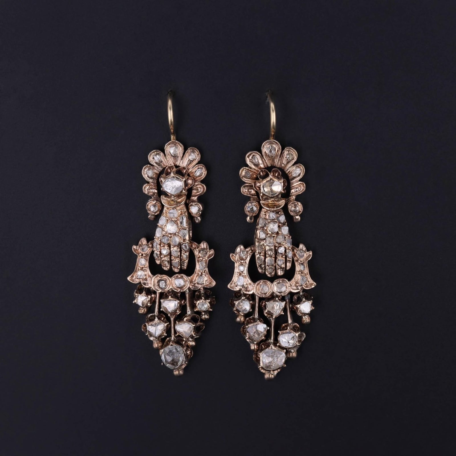 Antique Diamond Hand Earrings - Trademark Antiques