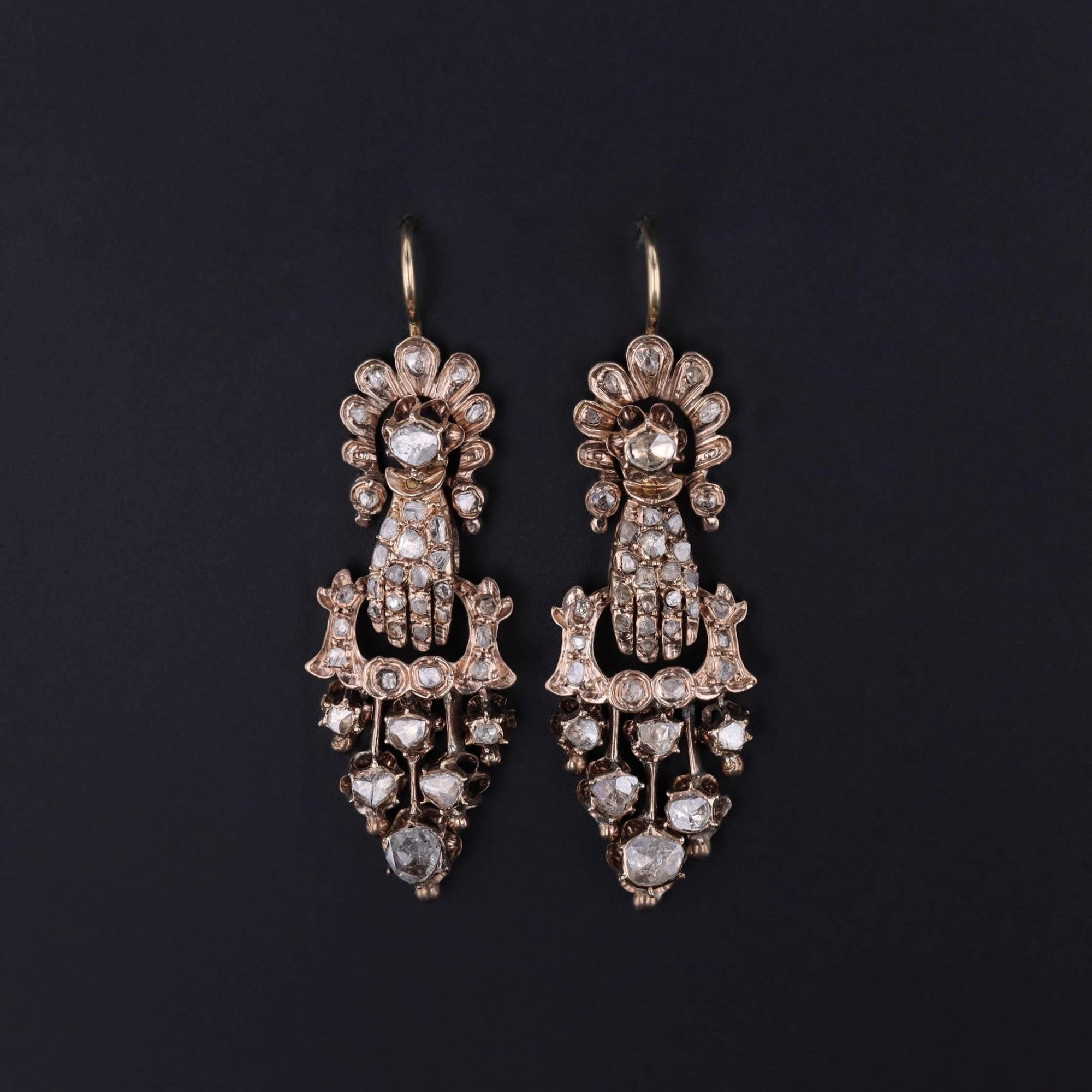 Antique Diamond Hand Earrings - Trademark Antiques