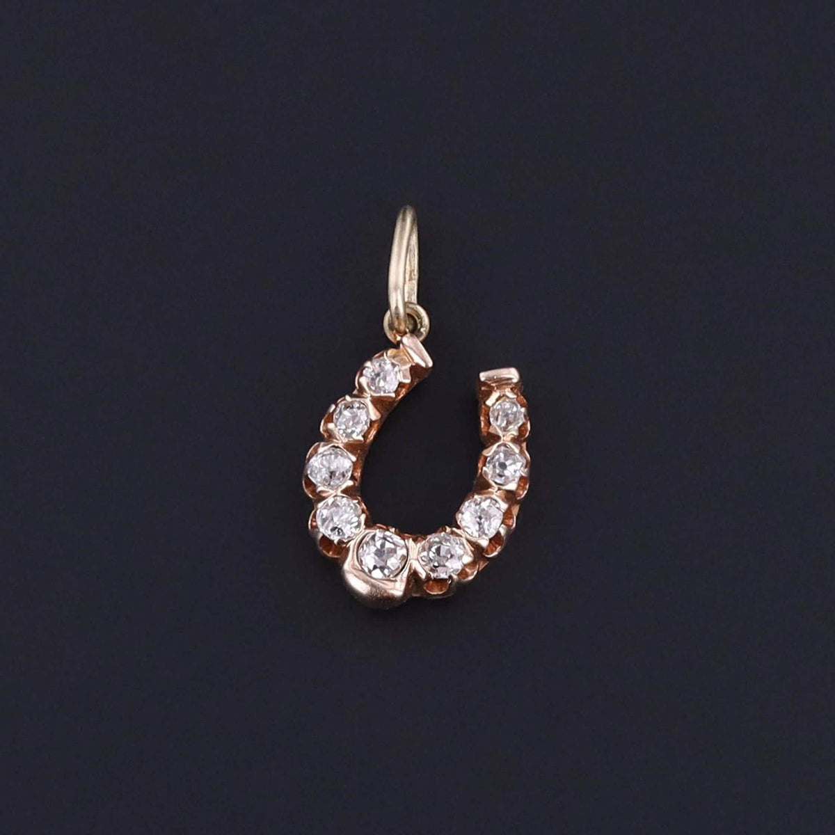 Antique Diamond Horseshoe Charm of 12ct Gold - Trademark Antiques