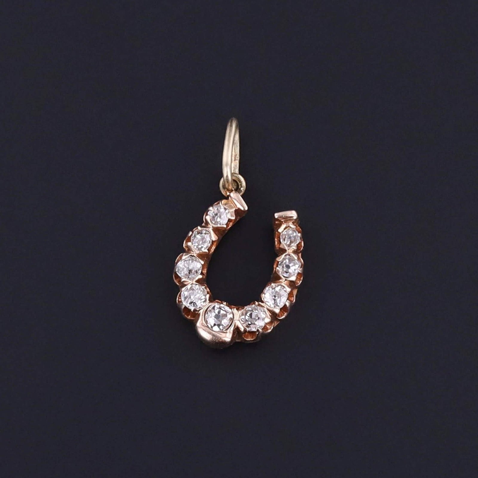Antique Diamond Horseshoe Charm of 12ct Gold - Trademark Antiques