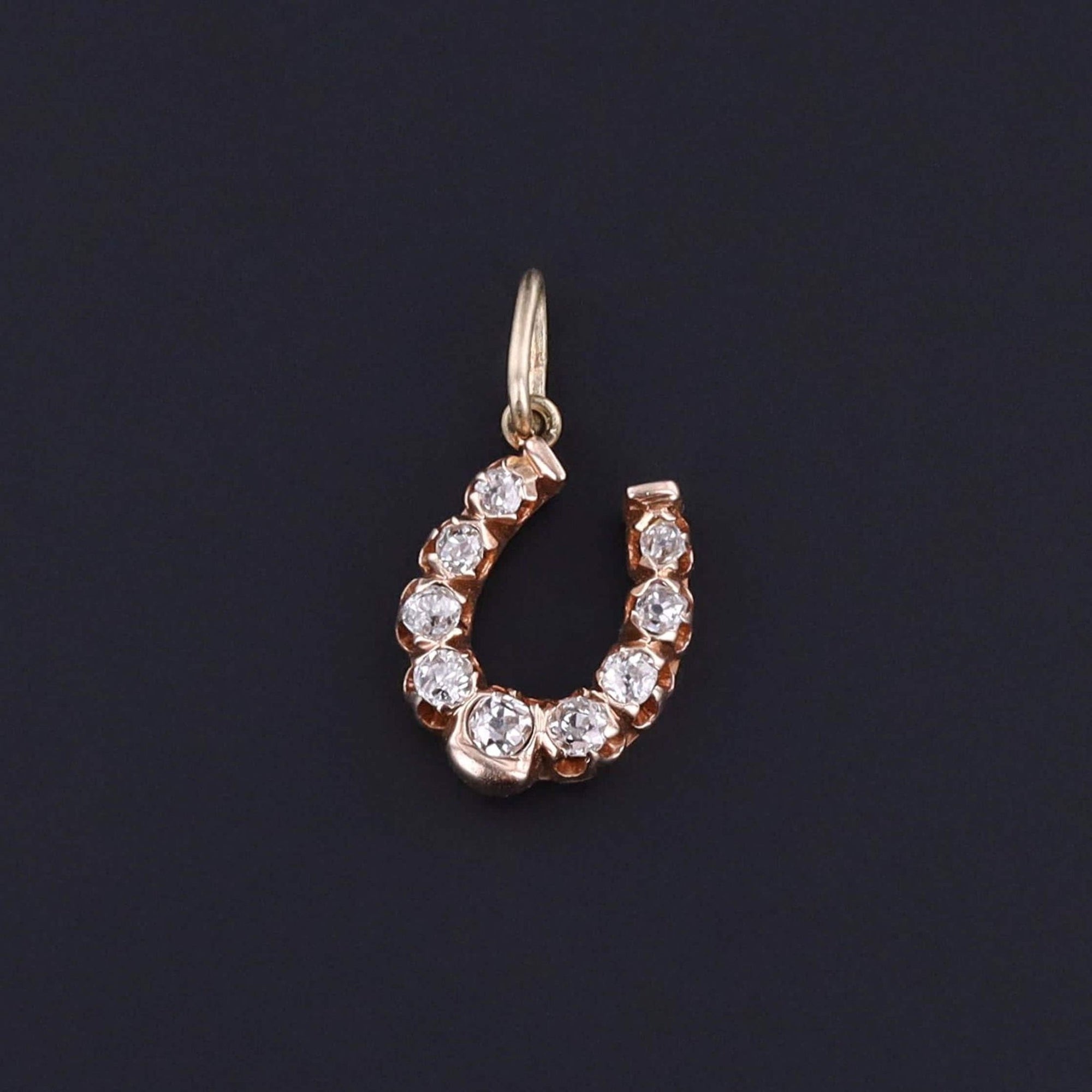 Antique Diamond Horseshoe Charm of 12ct Gold - Trademark Antiques