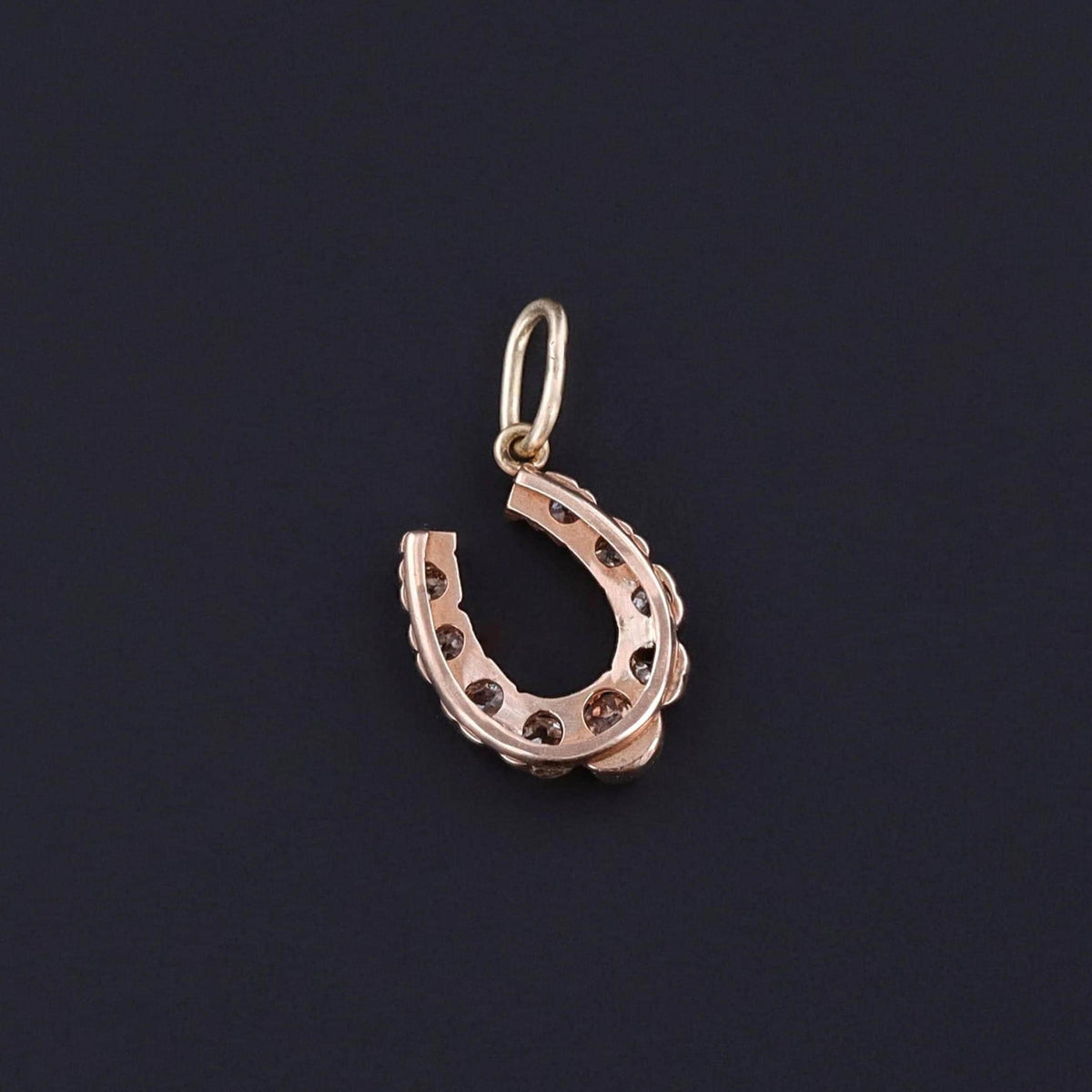 Antique Diamond Horseshoe Charm of 12ct Gold - Trademark Antiques