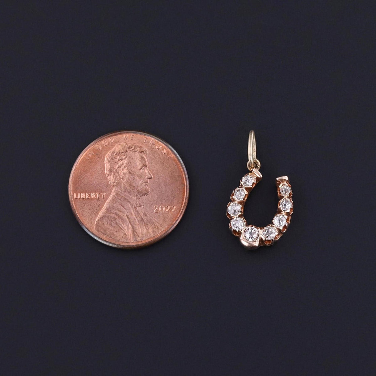 Antique Diamond Horseshoe Charm of 12ct Gold - Trademark Antiques