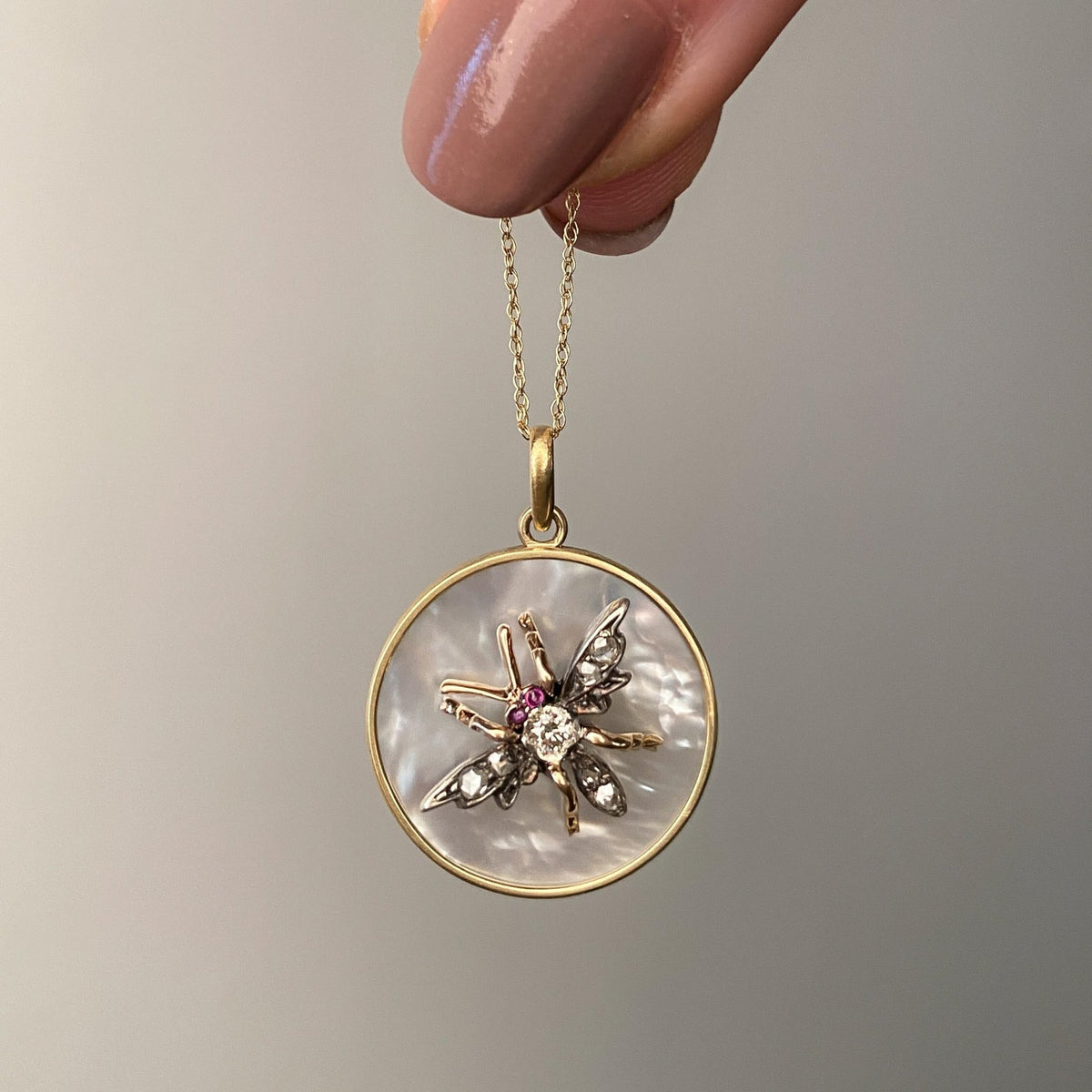 Antique Diamond Insect Pendant of Gold and Silver - Trademark Antiques