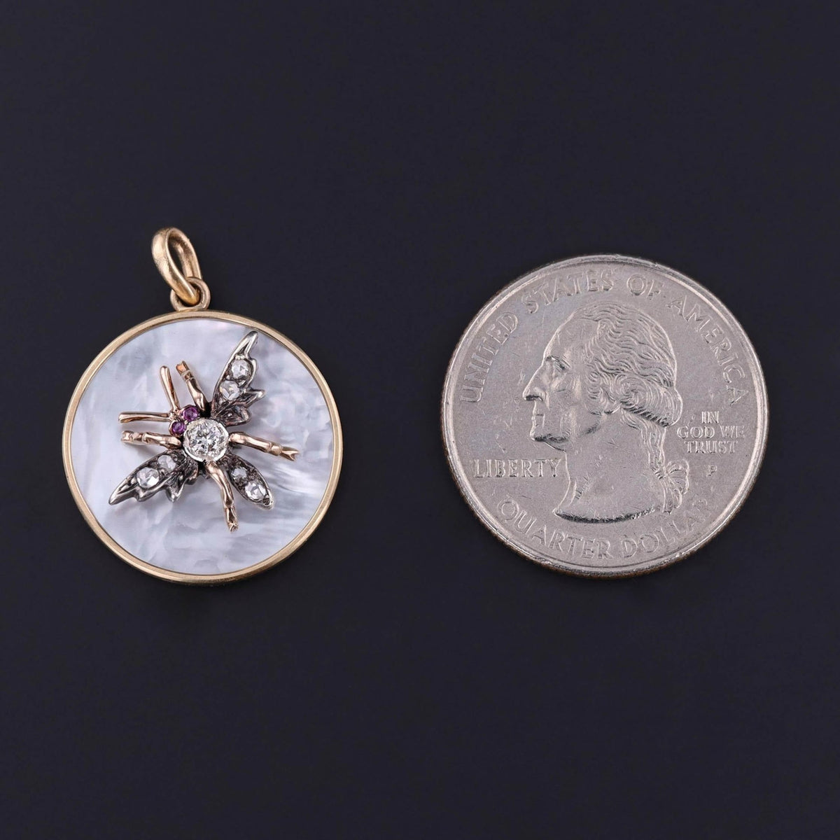 Antique Diamond Insect Pendant of Gold and Silver - Trademark Antiques