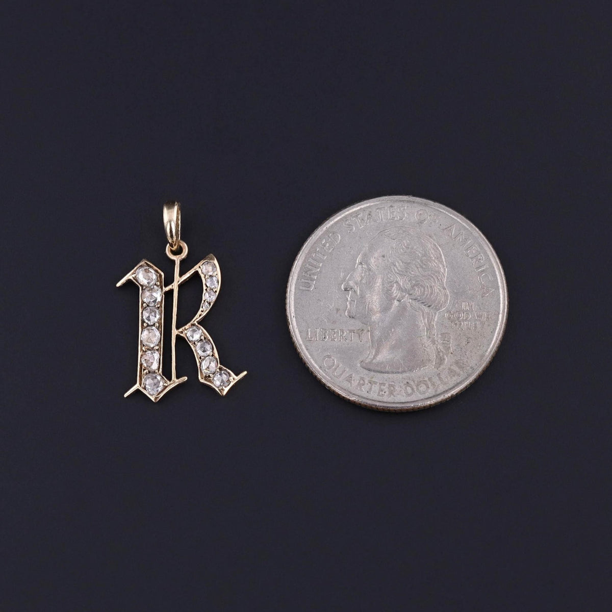 Antique Diamond Letter R Pendant of 18k Gold - Trademark Antiques