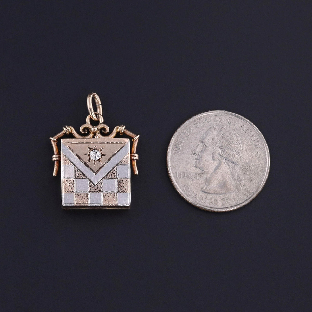 Antique Diamond Locket of 10k Rose Gold and Platinum - Trademark Antiques