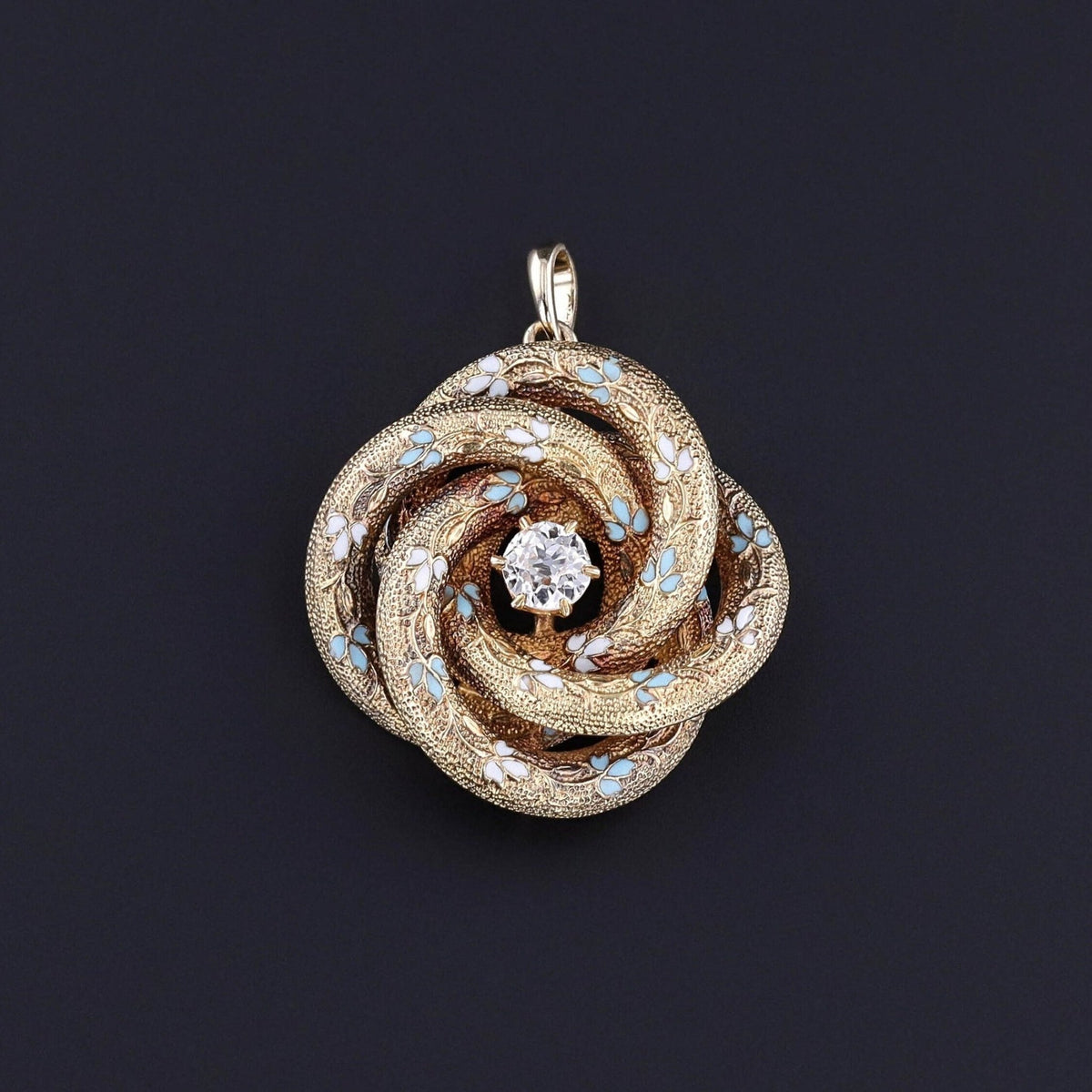 Antique Diamond Love Knot Pendant of 14k Gold - Trademark Antiques