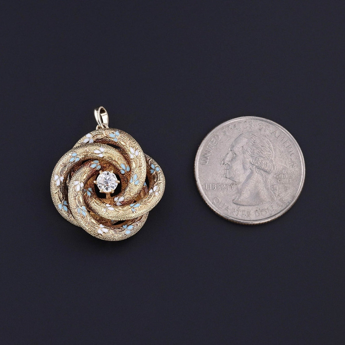 Antique Diamond Love Knot Pendant of 14k Gold - Trademark Antiques