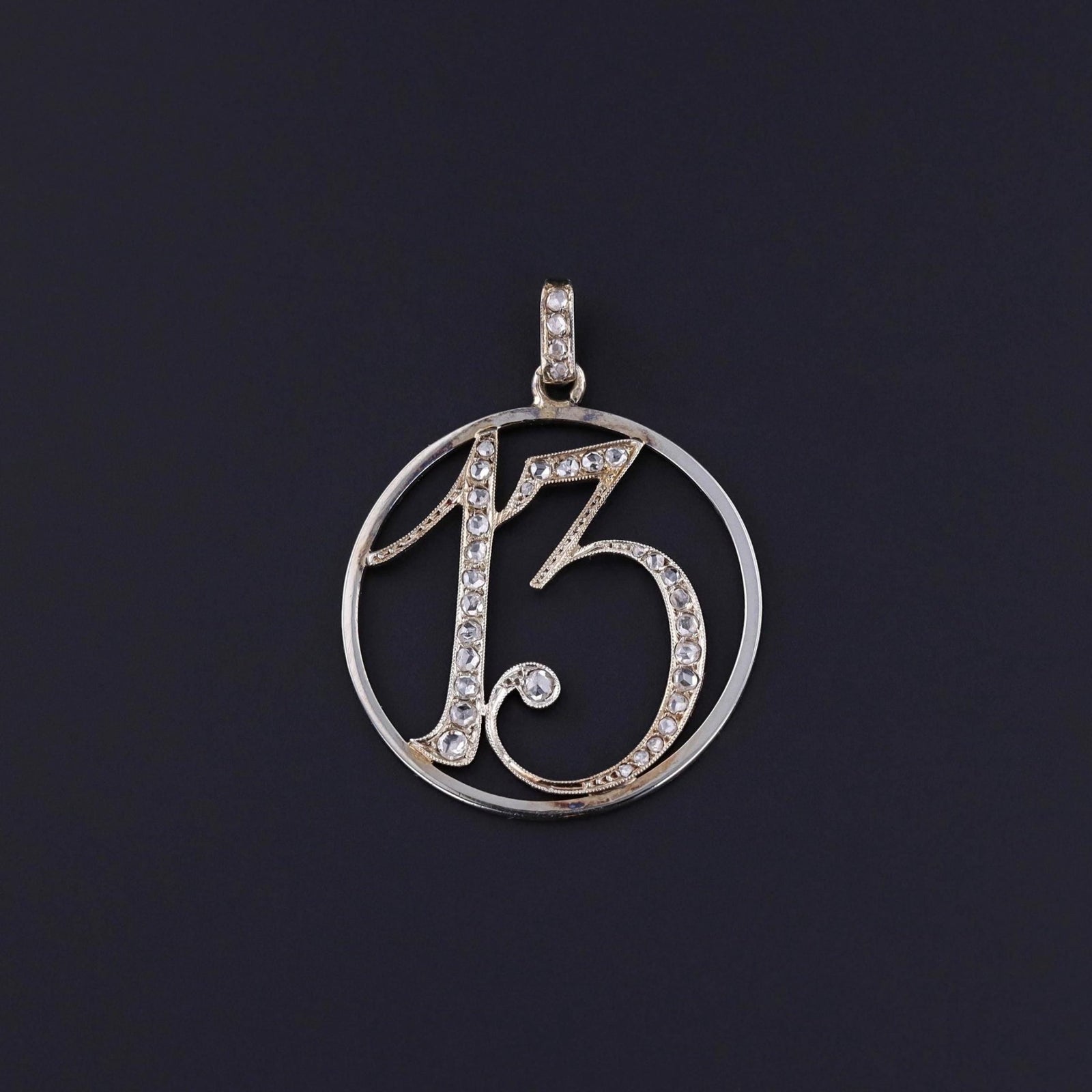 Antique Diamond Lucky Number 13 Pendant - Trademark Antiques