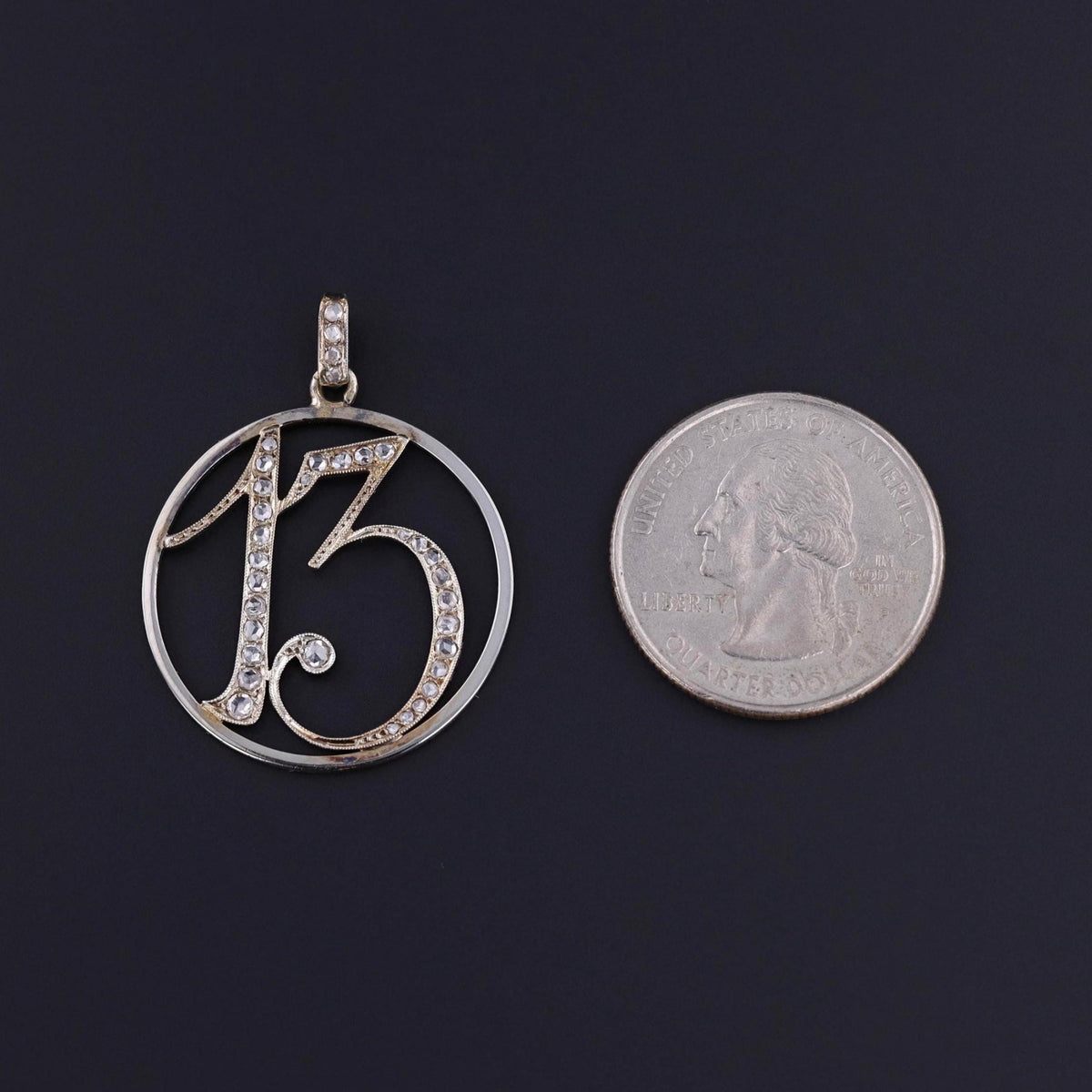 Antique Diamond Lucky Number 13 Pendant - Trademark Antiques