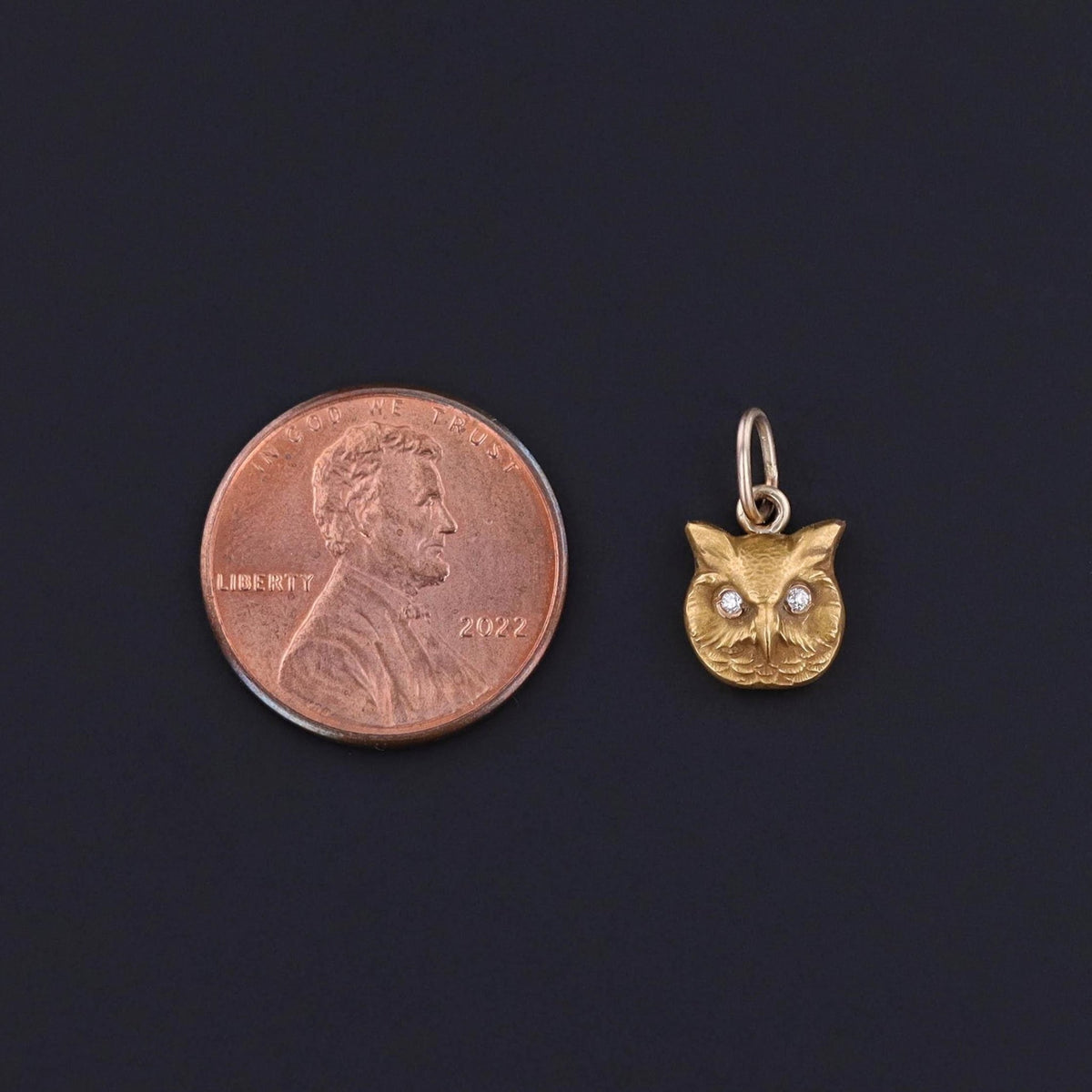 Antique Diamond Owl Charm of 14k Gold - Trademark Antiques