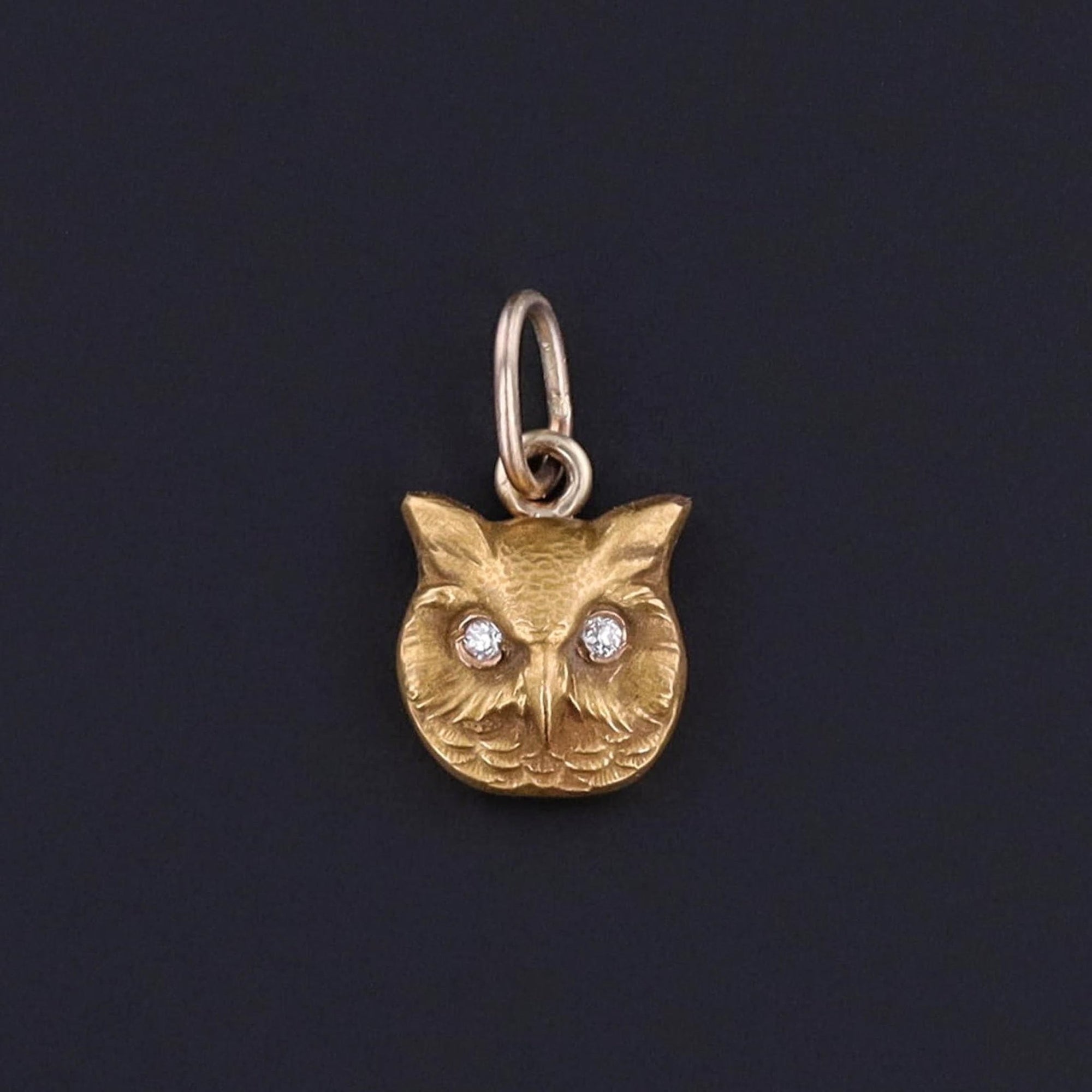 Antique Diamond Owl Charm of 14k Gold - Trademark Antiques